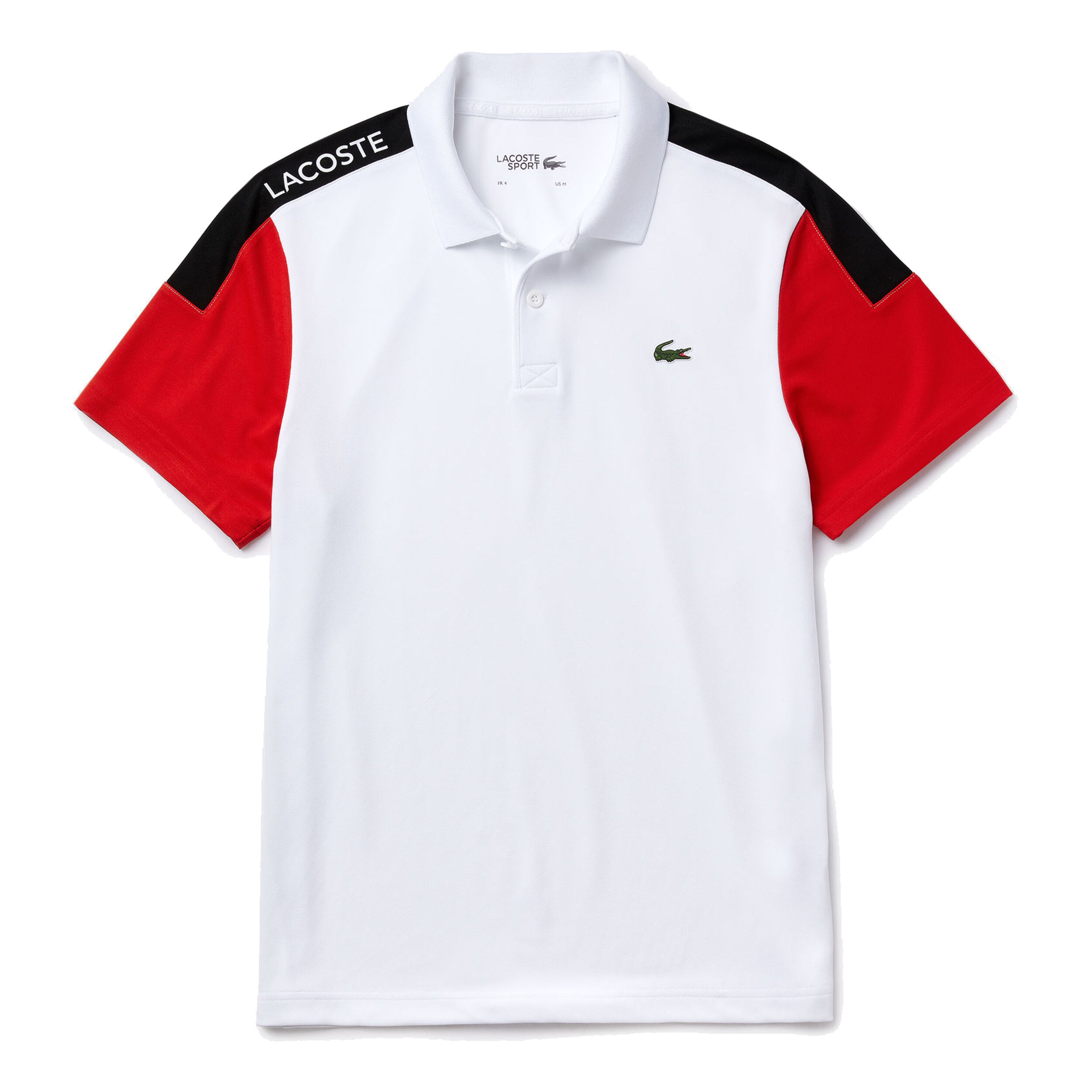 Polo lacoste blanc rouge clearance
