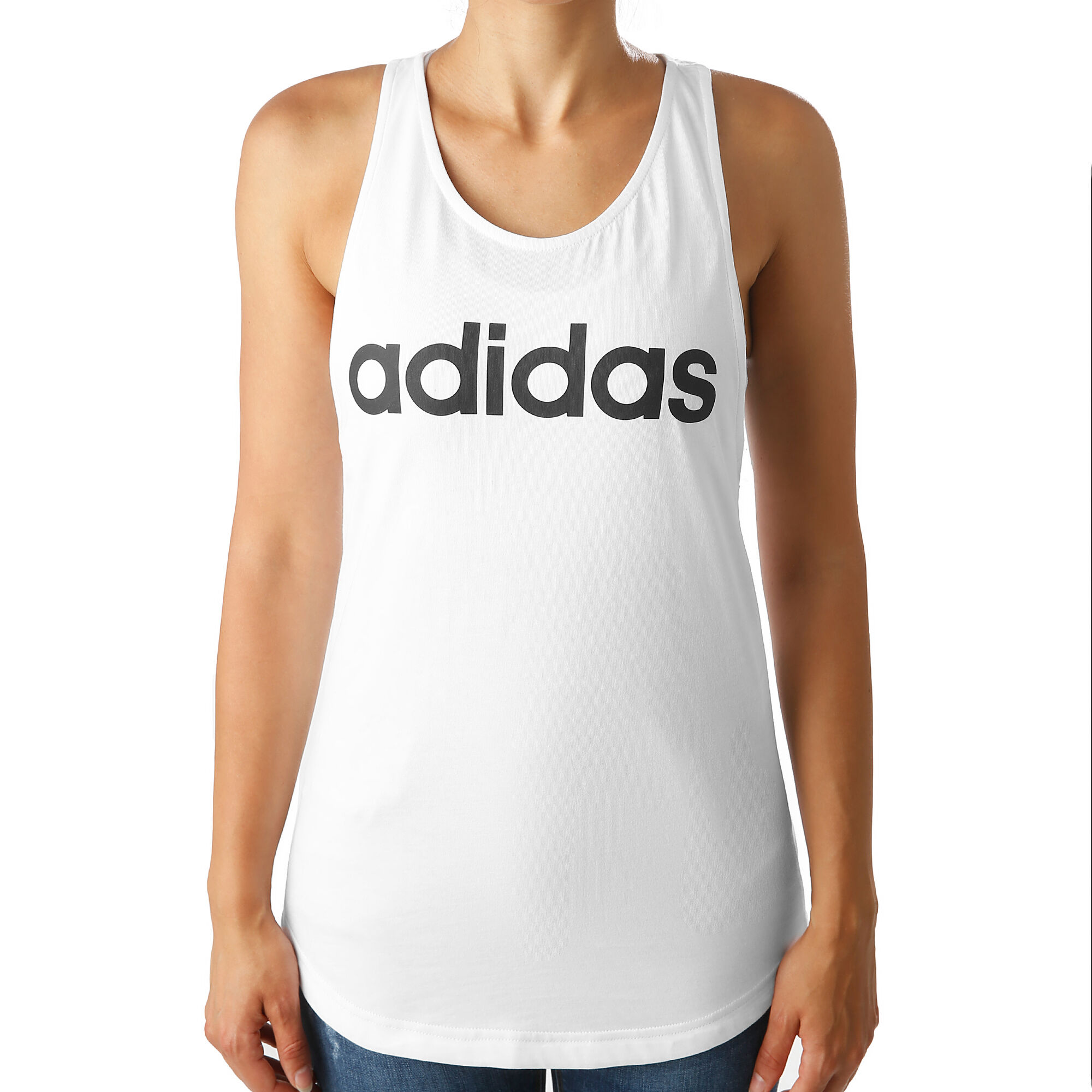 buy adidas Essentials Linear Loose Tank Top Women - White, Black online |  Tennis-Point