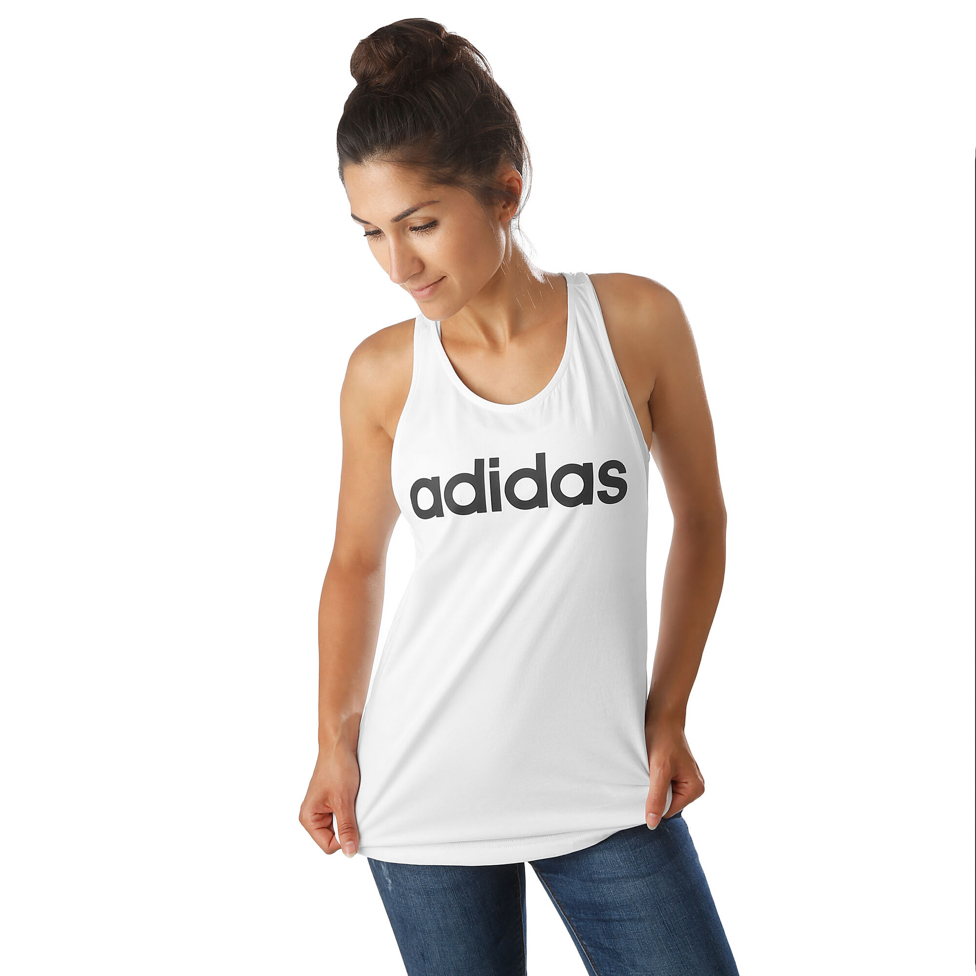 buy adidas Essentials Linear Loose Tank Top Women - White, Black online |  Tennis-Point