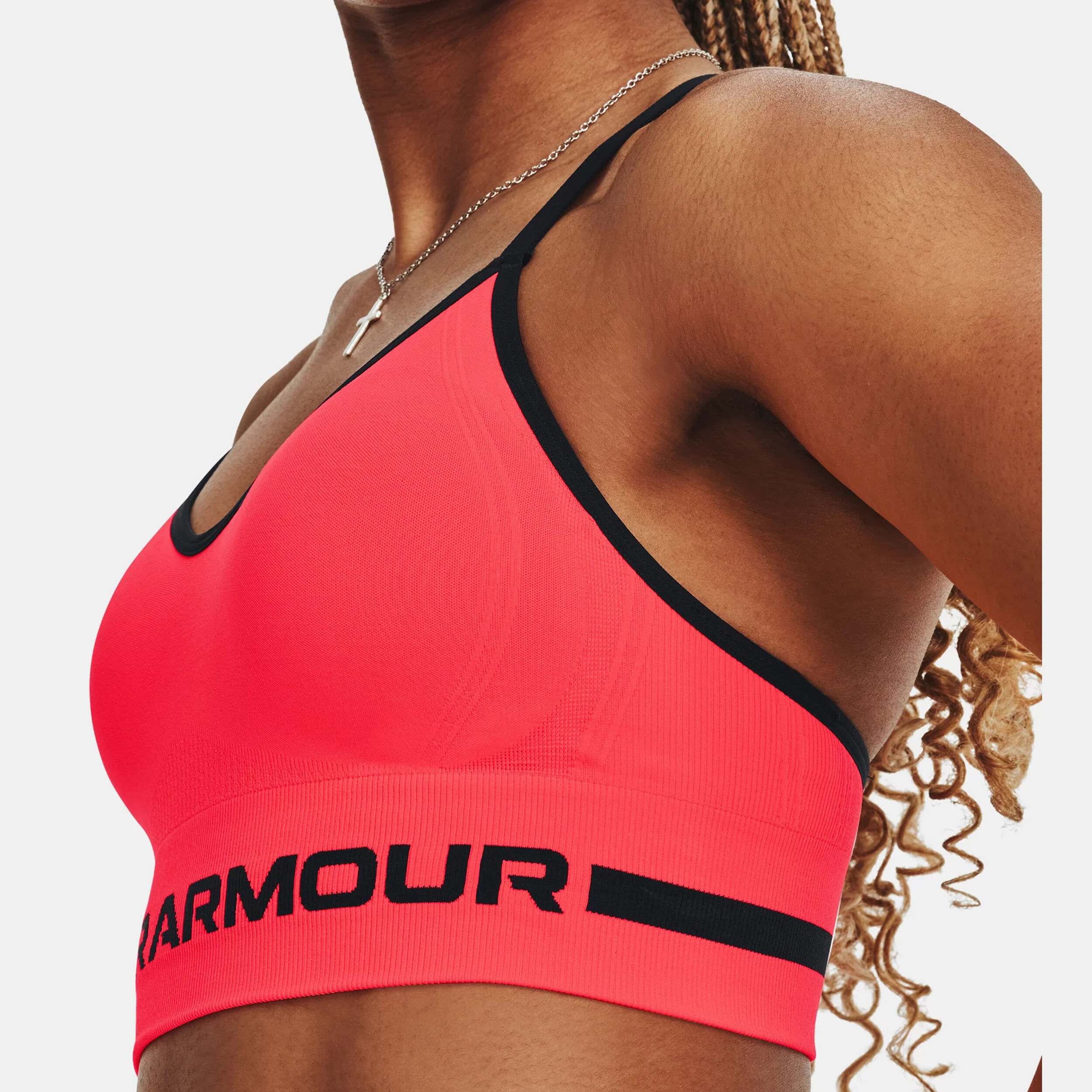 Buy Under Armour Seamless Low Long Sports Bras Women Coral online