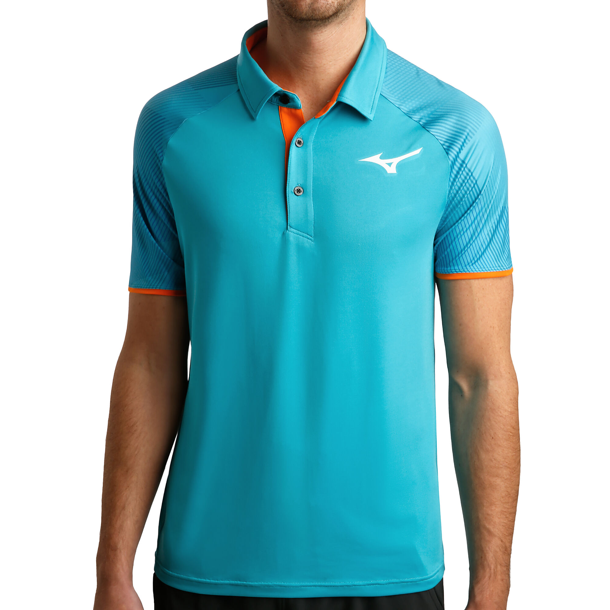 online TennisPoint buy Mizuno Shadow Polo Men Light Blue, Orange