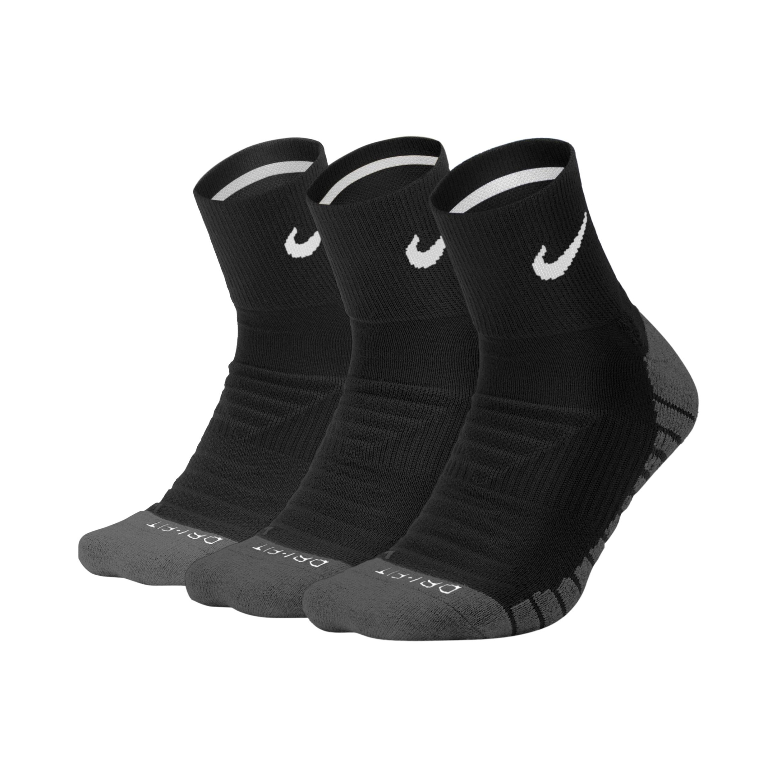 Buy Nike Dry Cushion Quarter Sports Socks 3 Pack Black Anthracite online Tennis Point UK