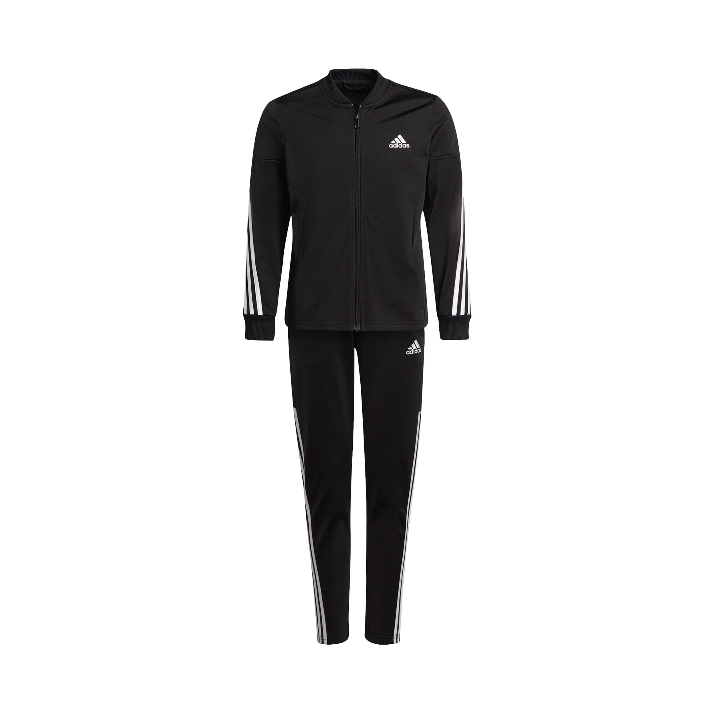 3 Stripes Polyester Tracksuit Girls Black White