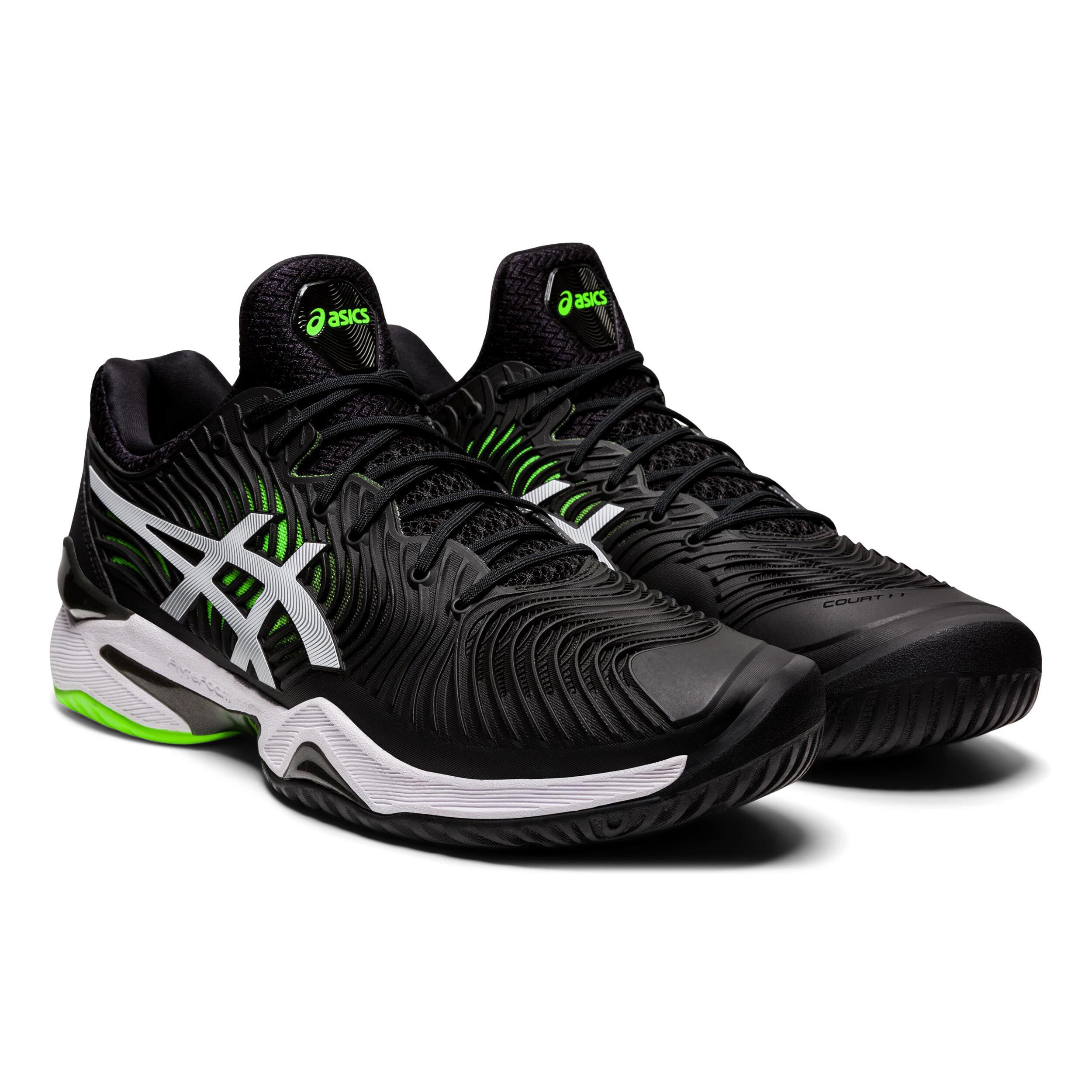 Black asics court shoes top