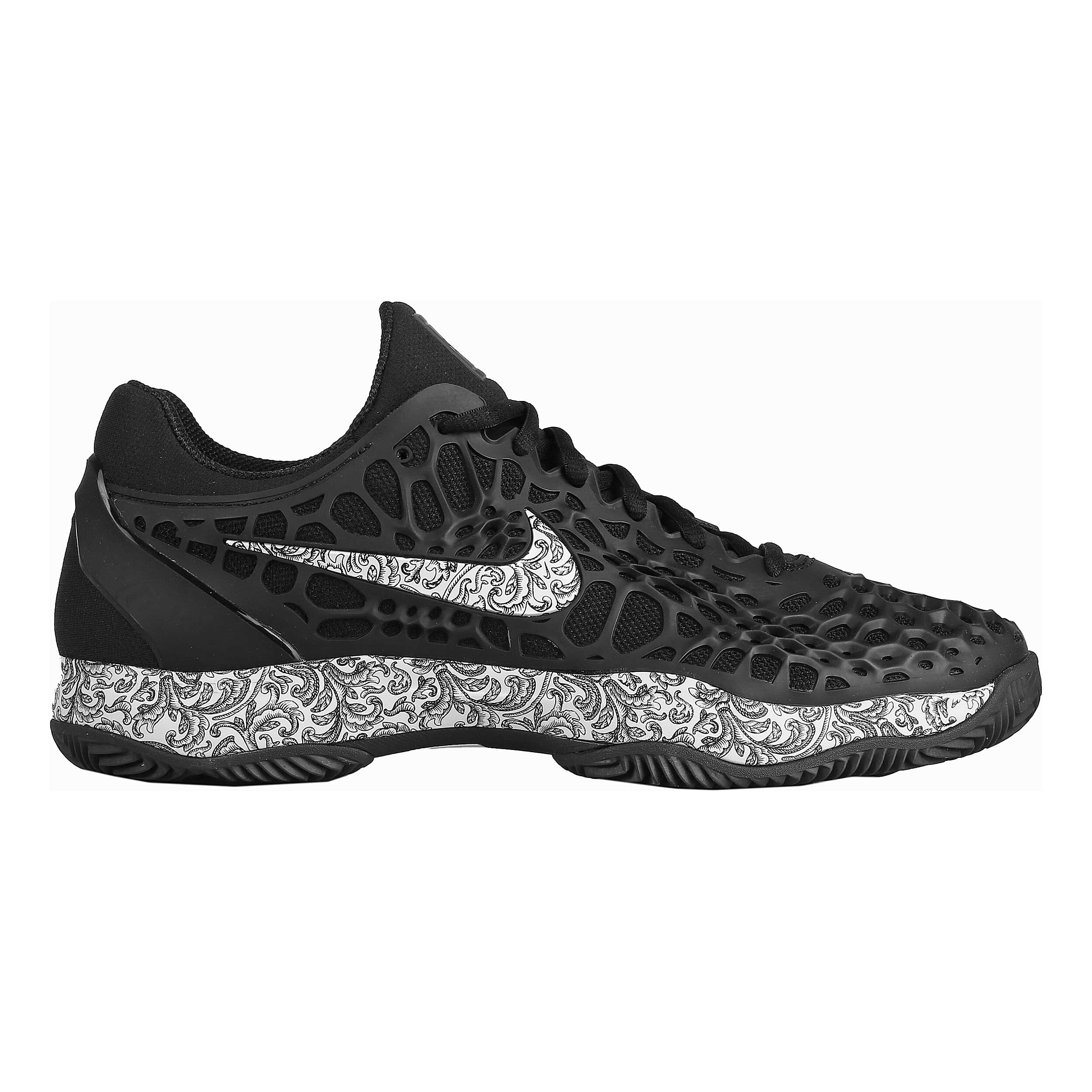 Nike women's zoom cage 3 tennis shoes black and white clearance