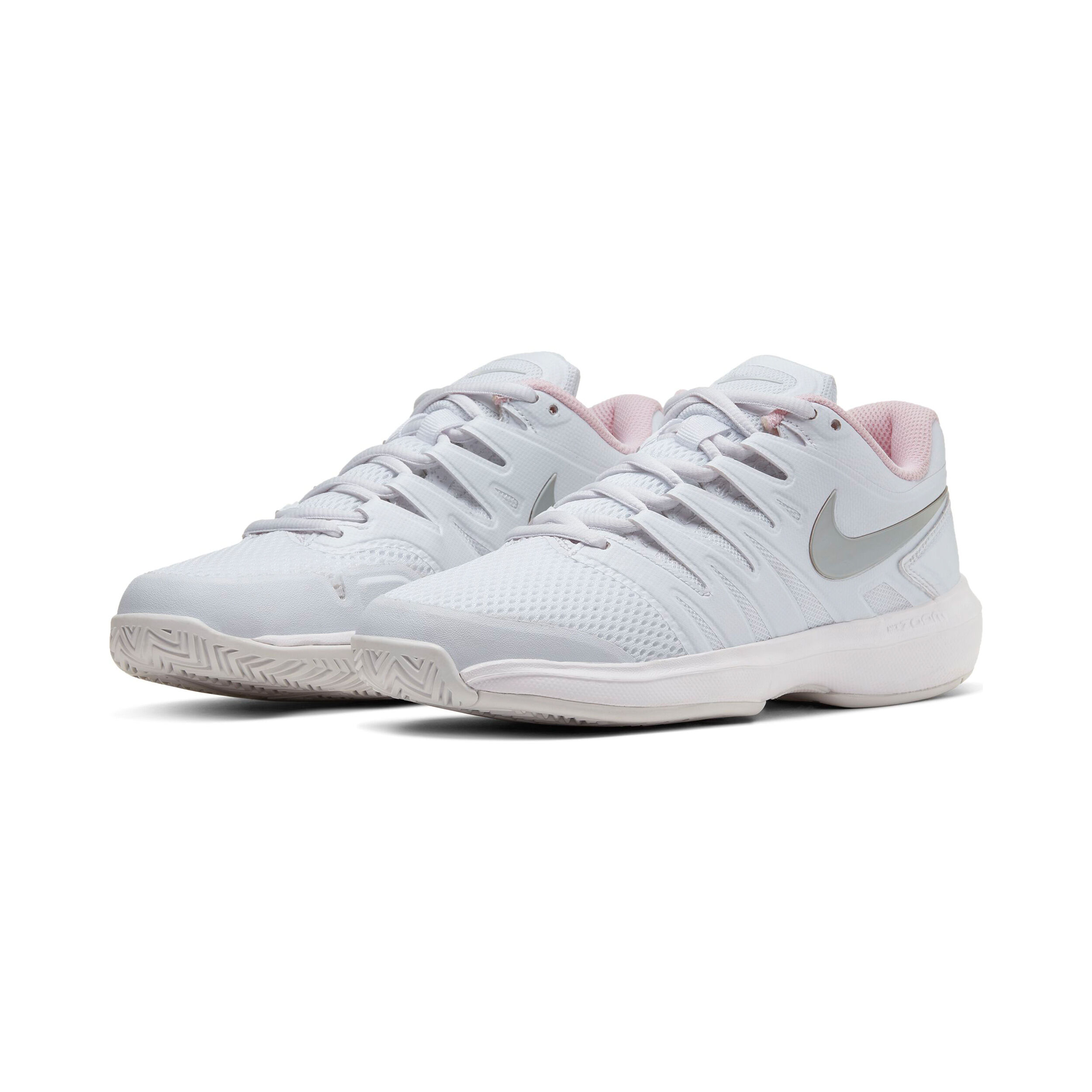 Nike women's air zoom prestige tennis shoes white and metallic silver outlet