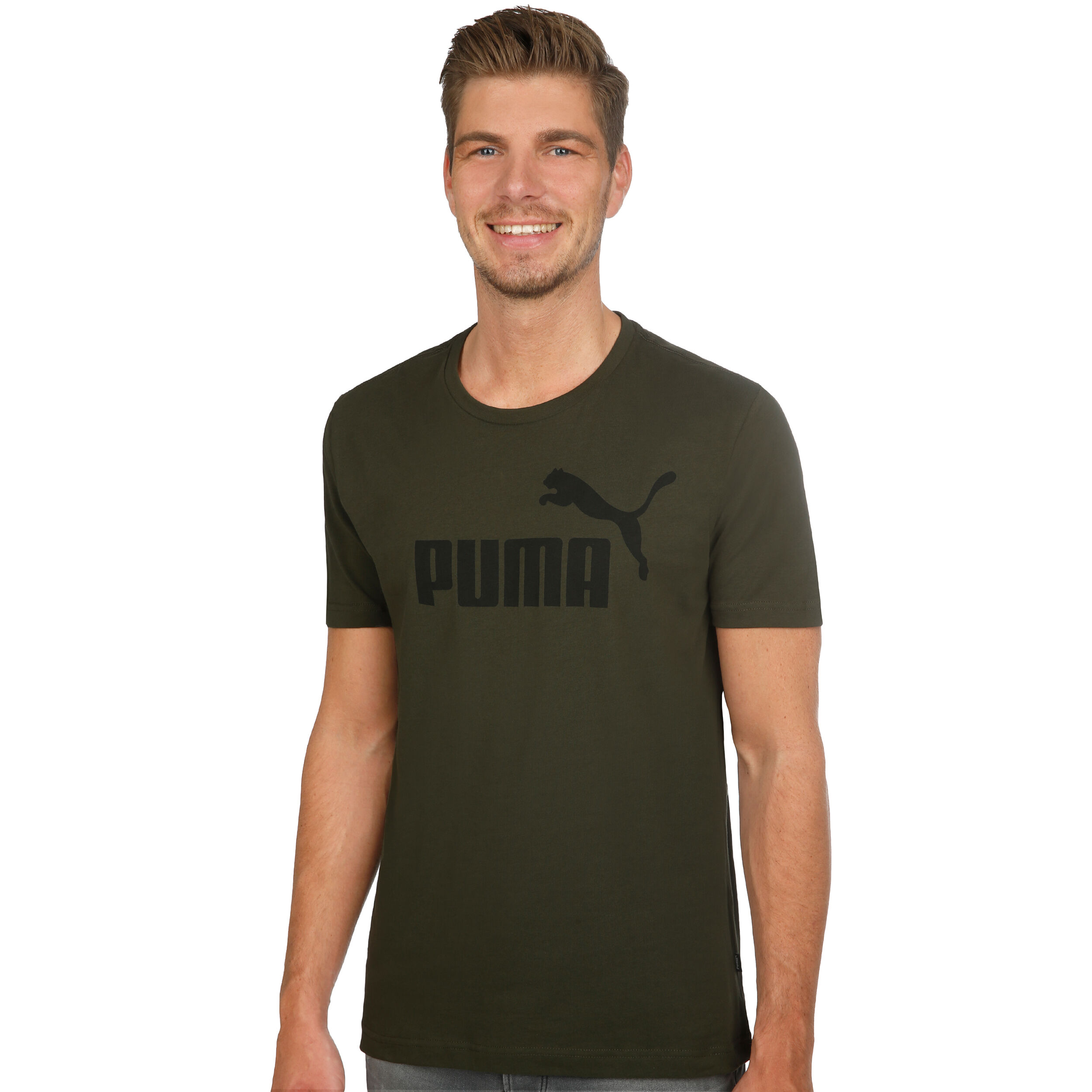 Essential Logo T Shirt Men Khaki Black