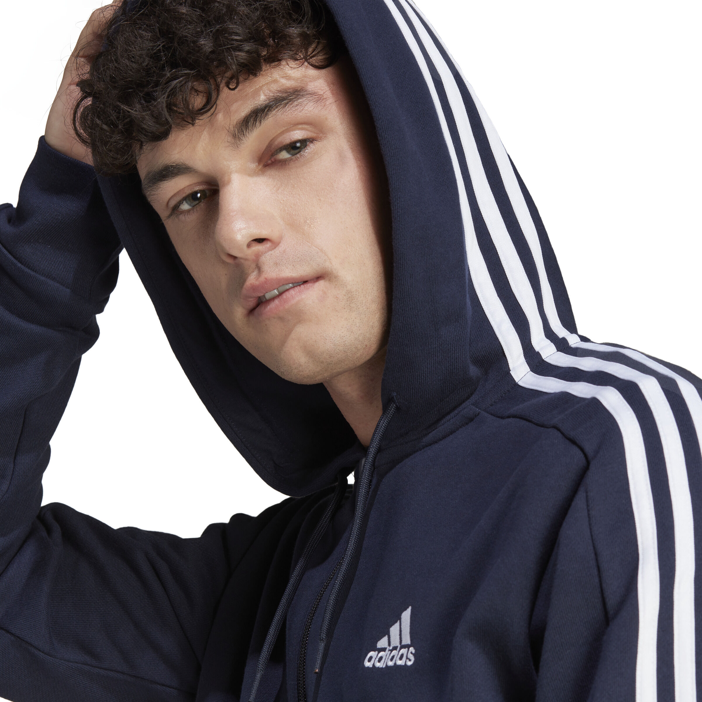 Adidas 3 stripe full zip mens hoodie clearance