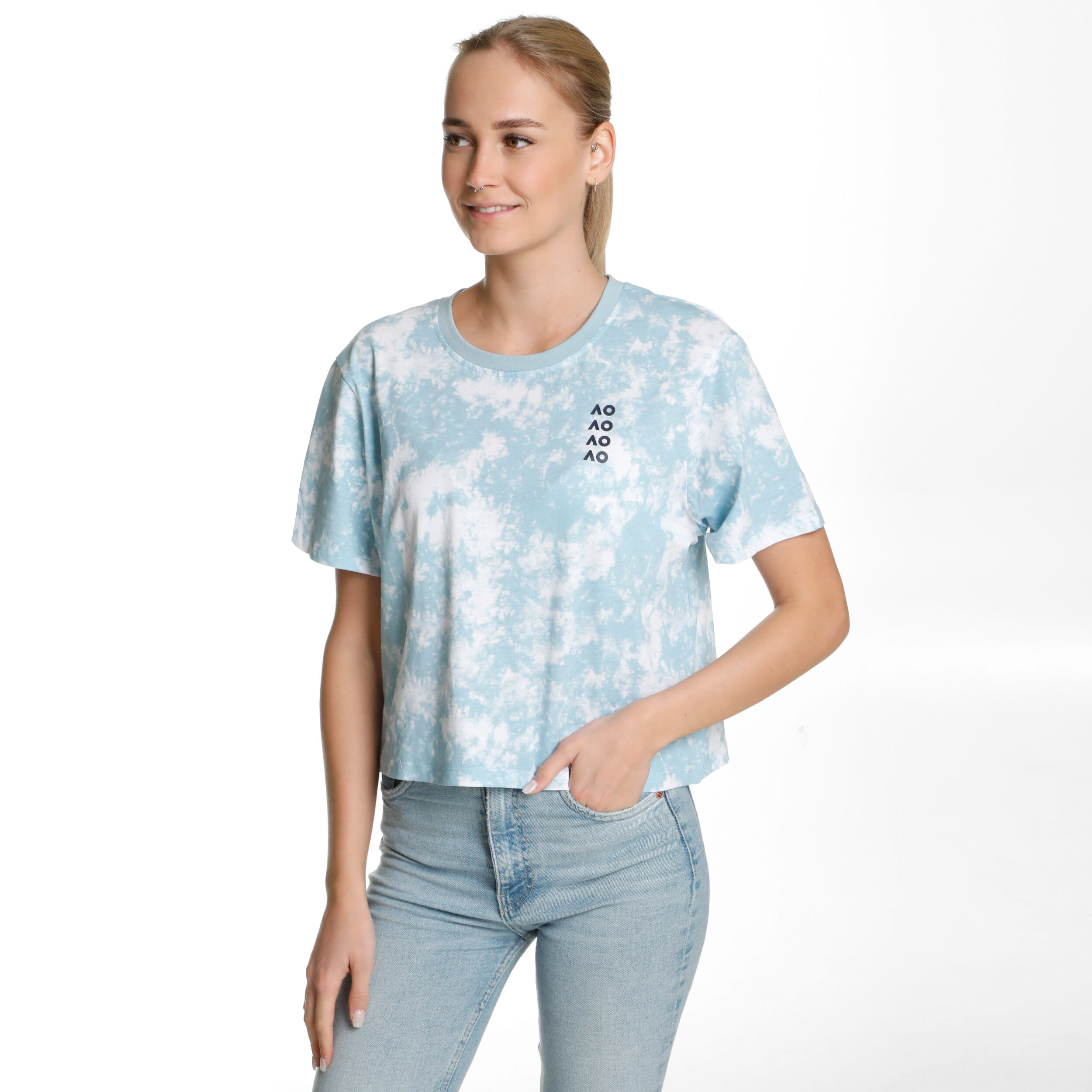 Buy Australian Open AO Tie Dye Cropped T Shirt Women Light Blue