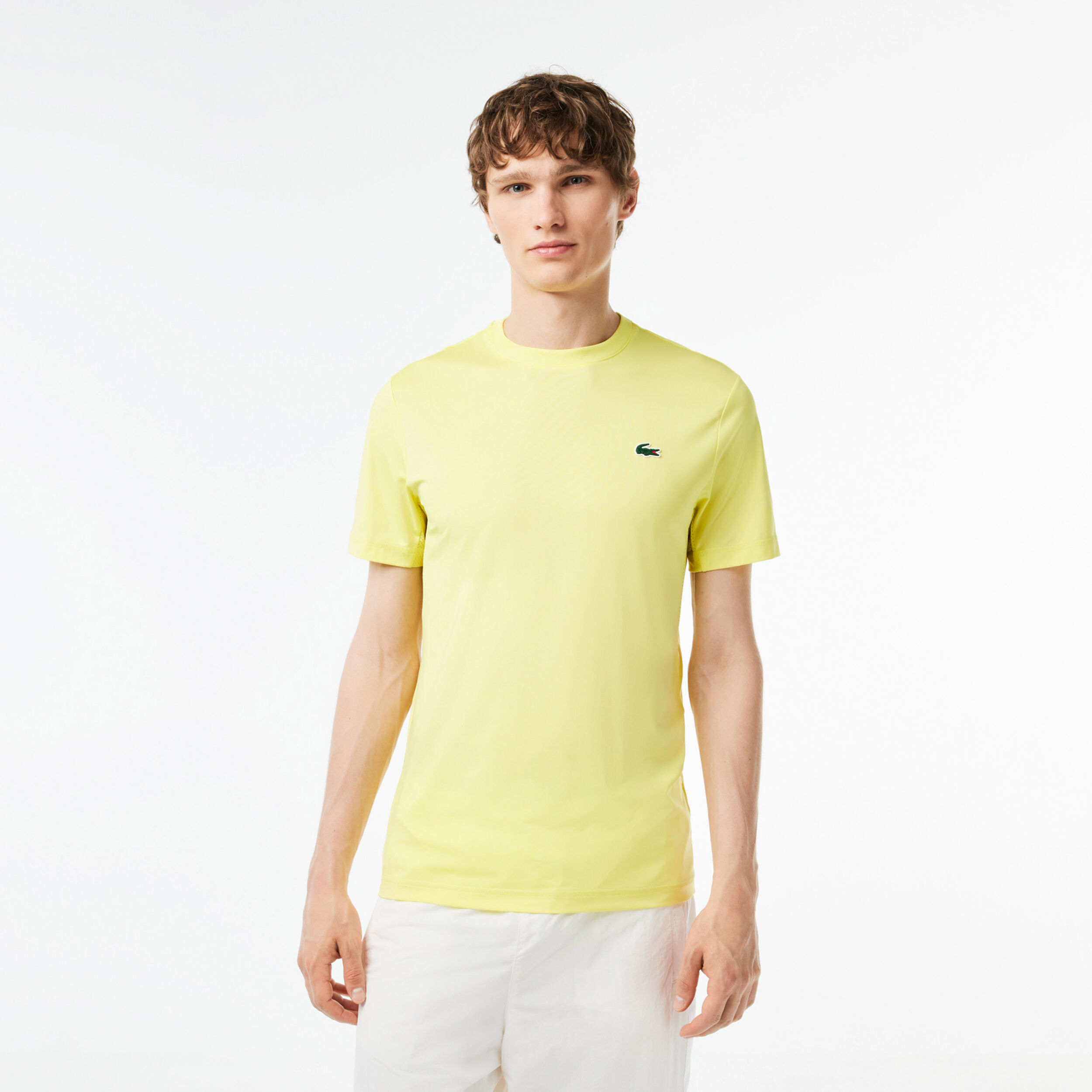 Mens yellow lacoste t shirt top