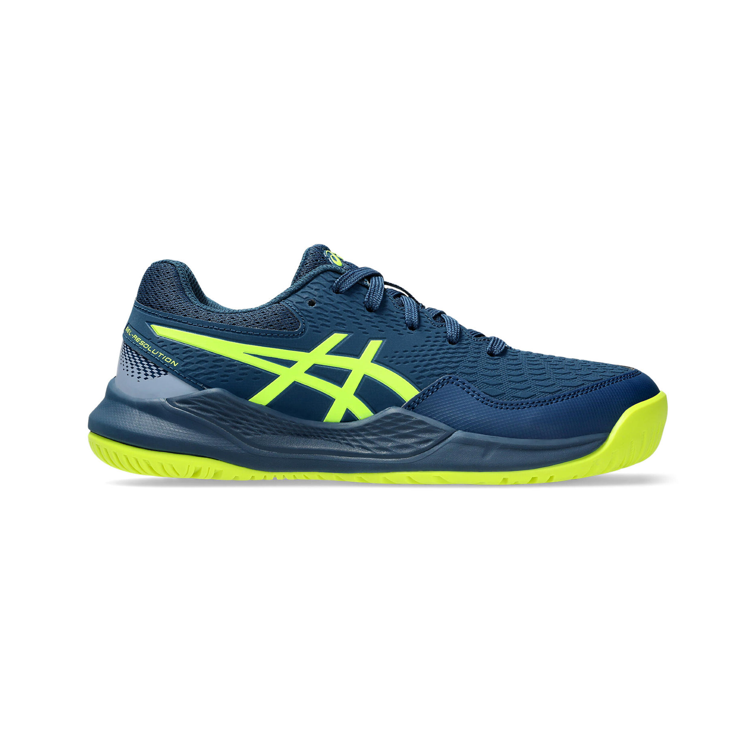 Gel Resolution 9 GS All Court Shoe Kids Dark Blue Neon Yellow