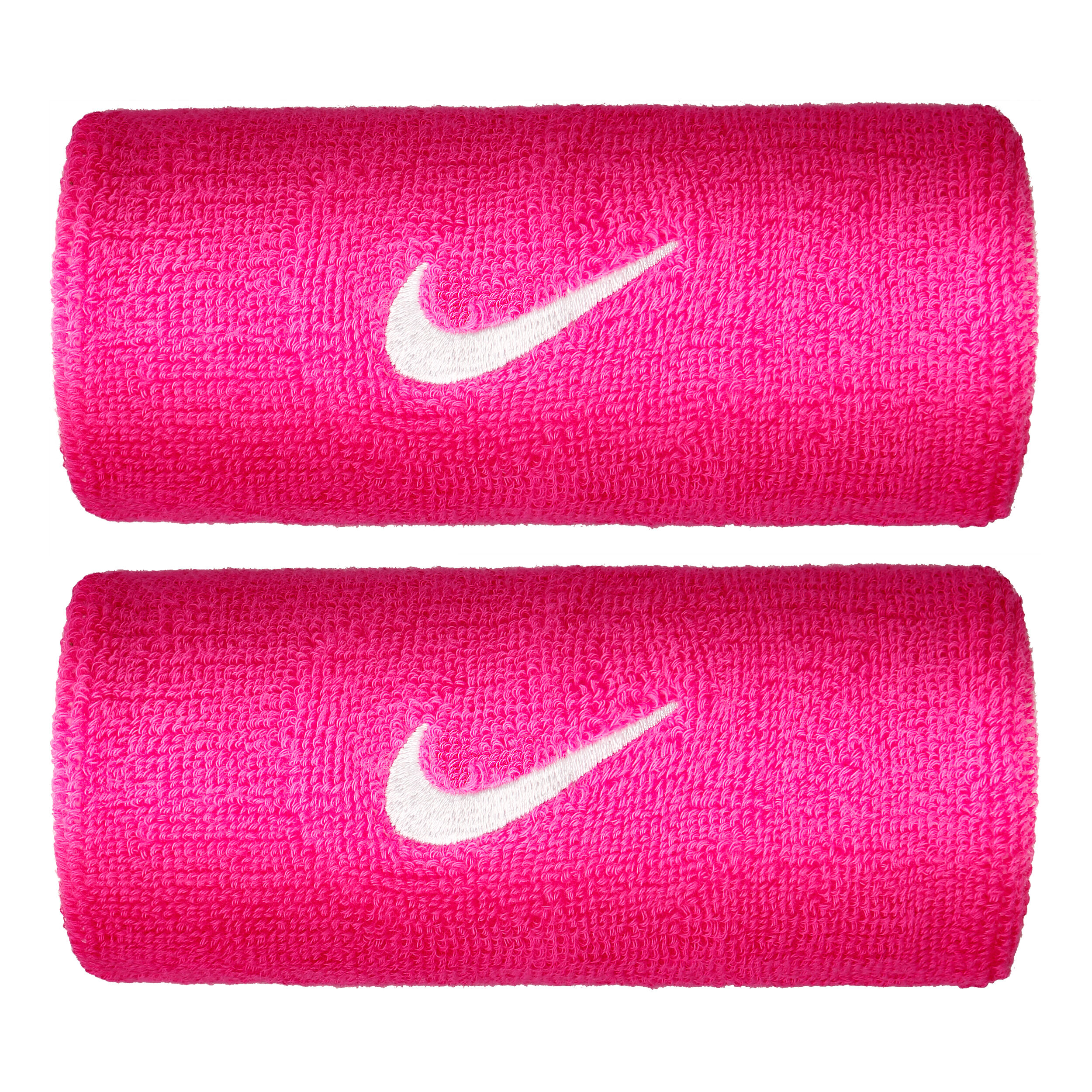 Swoosh Doublewide Wristband 2 Pack Pink White