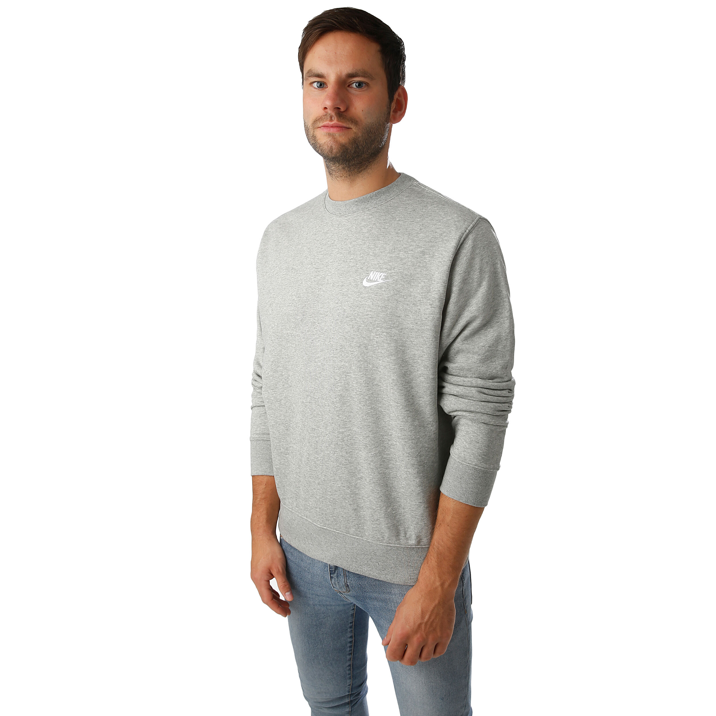 Sportswear Club French Terry Crew Sweatshirt Men Grey White