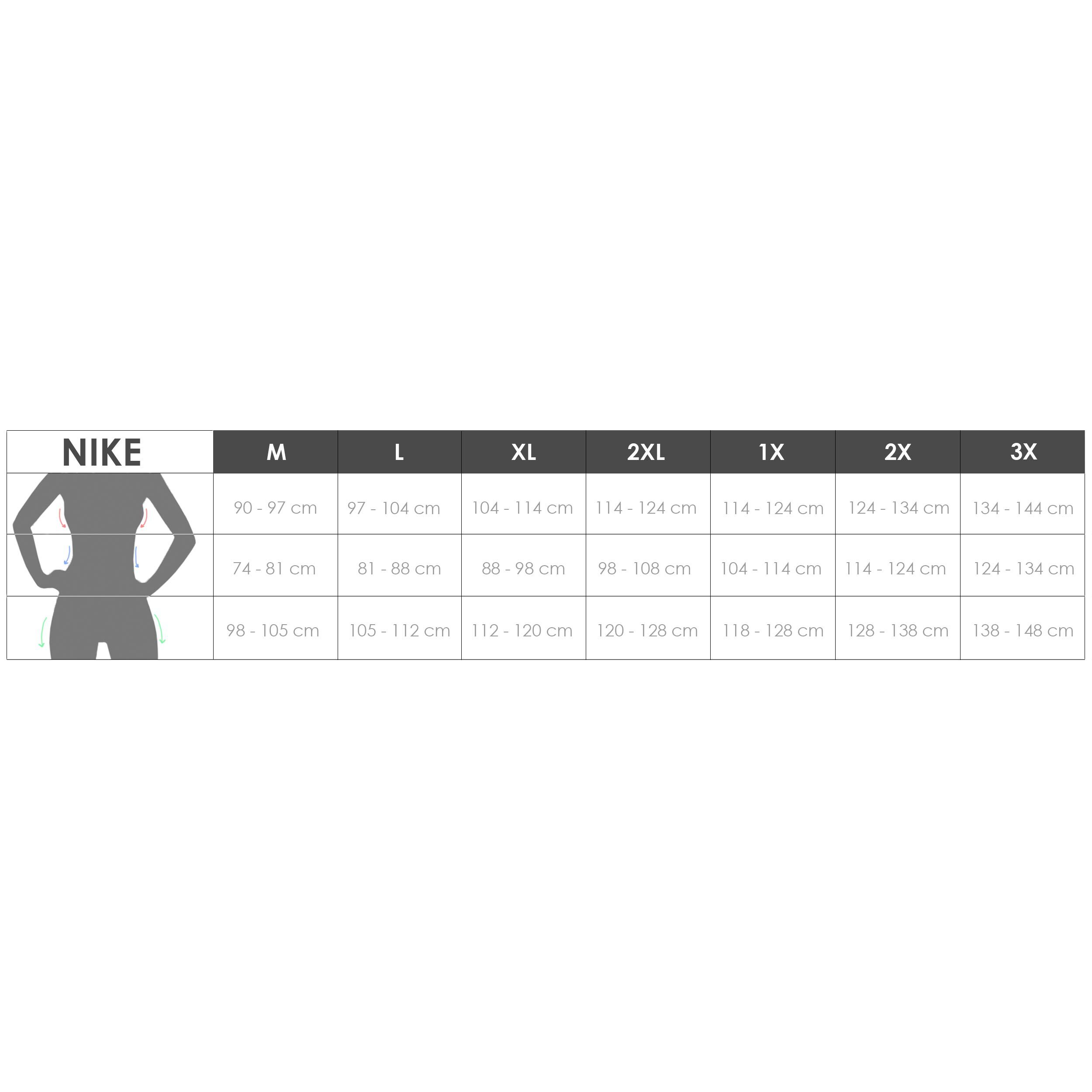 Size chart nike uk top