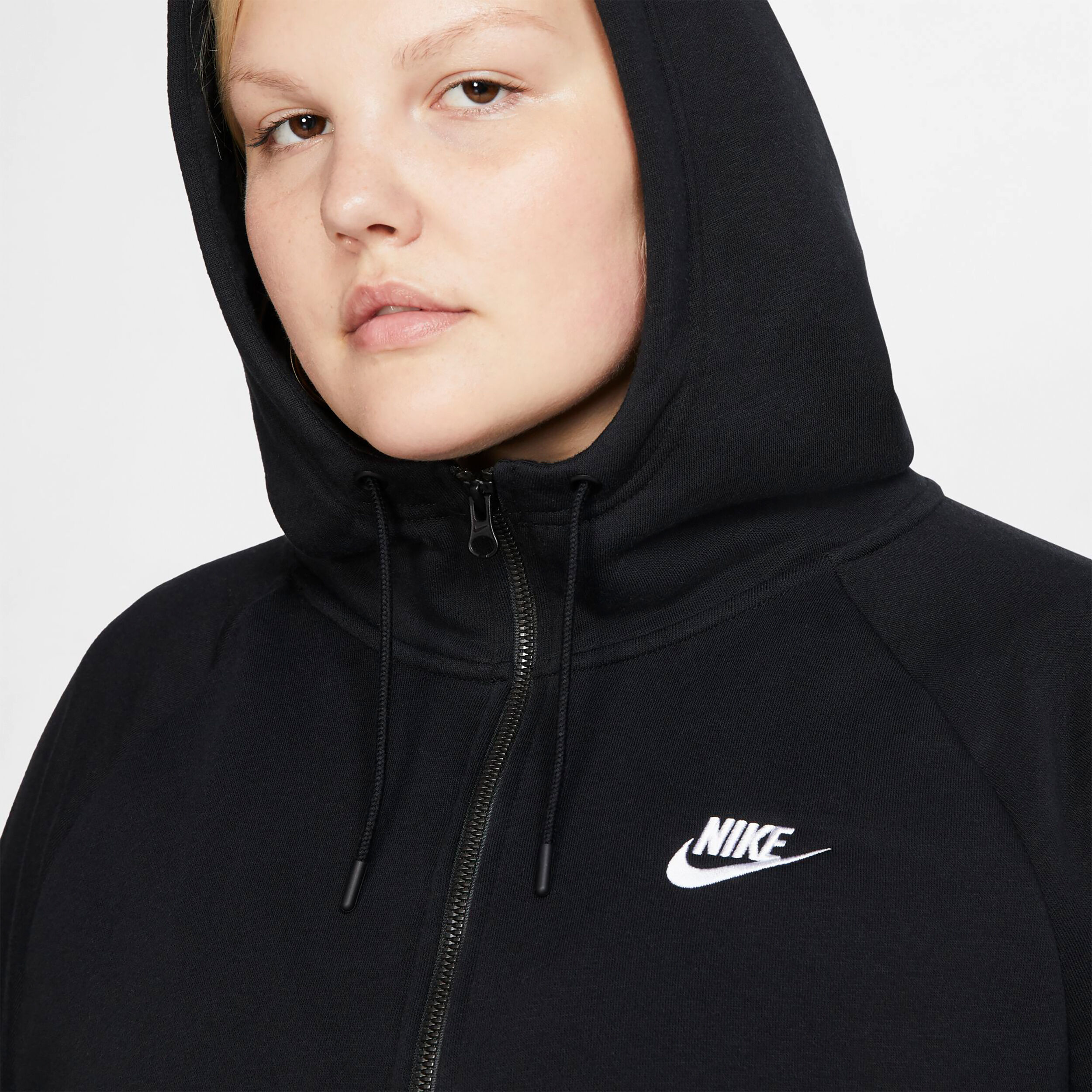 Nike plus black essentials zip through hoodie hotsell