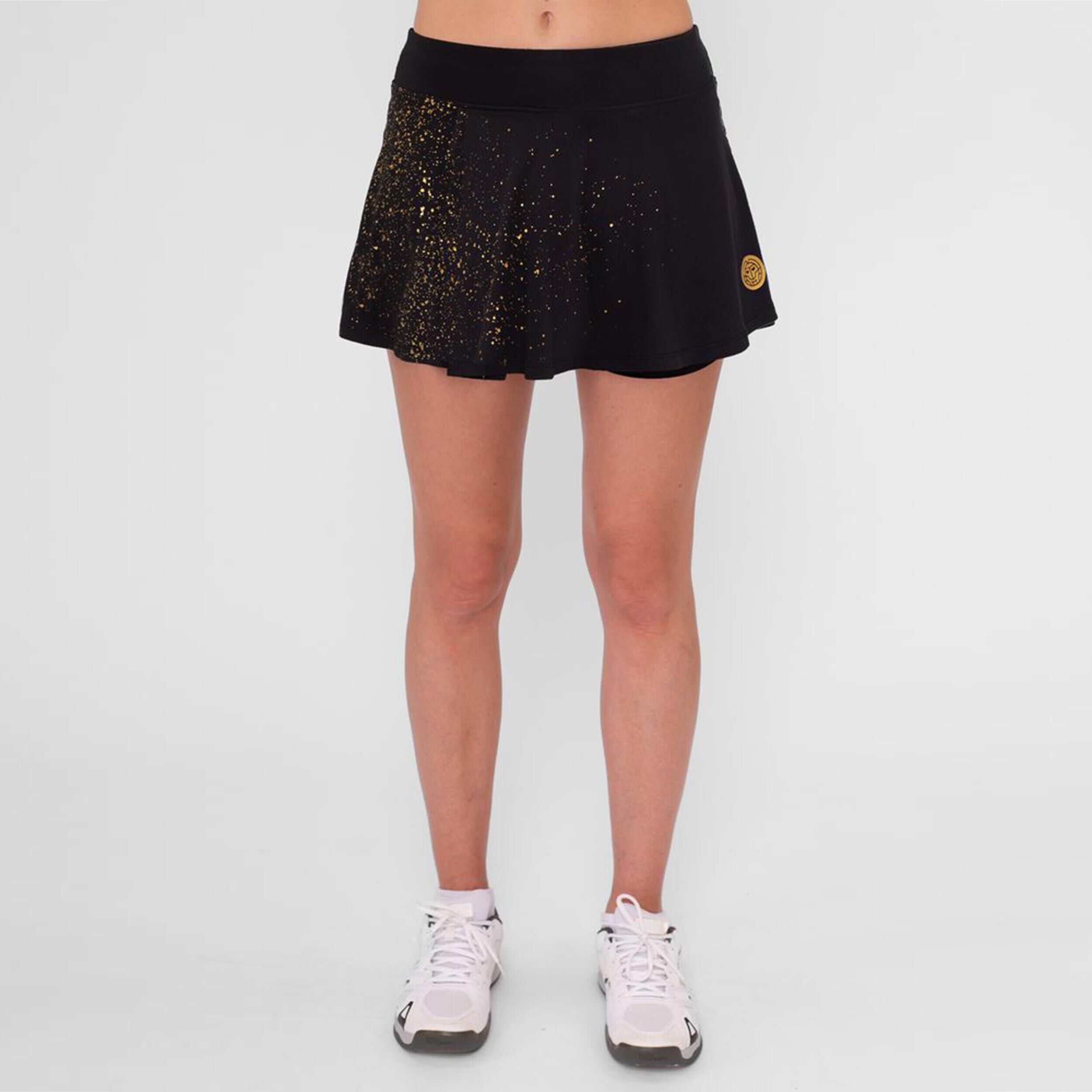 Paris 2024 Printed Wavy Skirt Women Black Gold