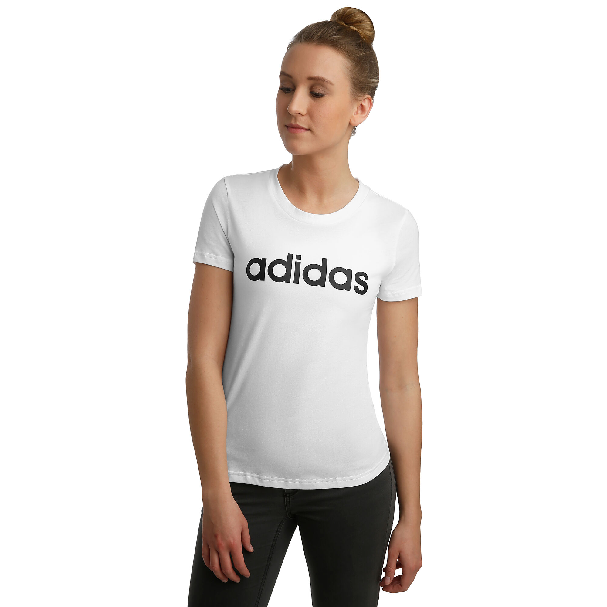 buy adidas Essentials Linear Slim T-Shirt Women - White, Black online |  Tennis-Point