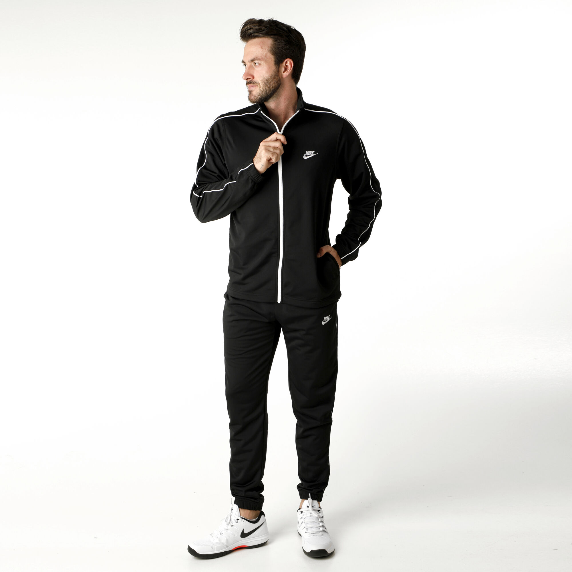 Buy Nike Sportswear Basic Tracksuit Men Black, White online | Tennis ...