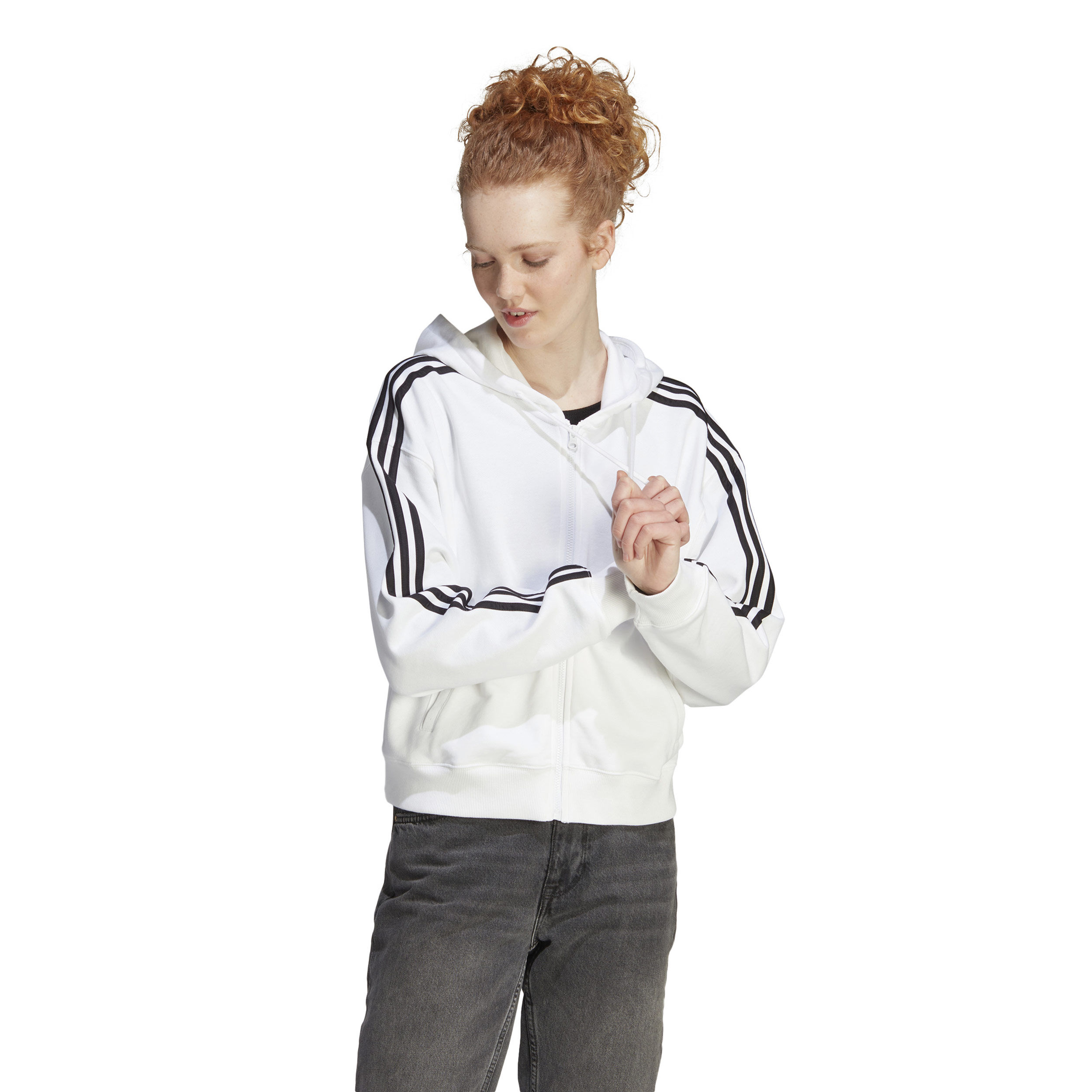 Buy adidas 3 Stripes French Terry Zip Hoodie Women White Black online Tennis Point UK