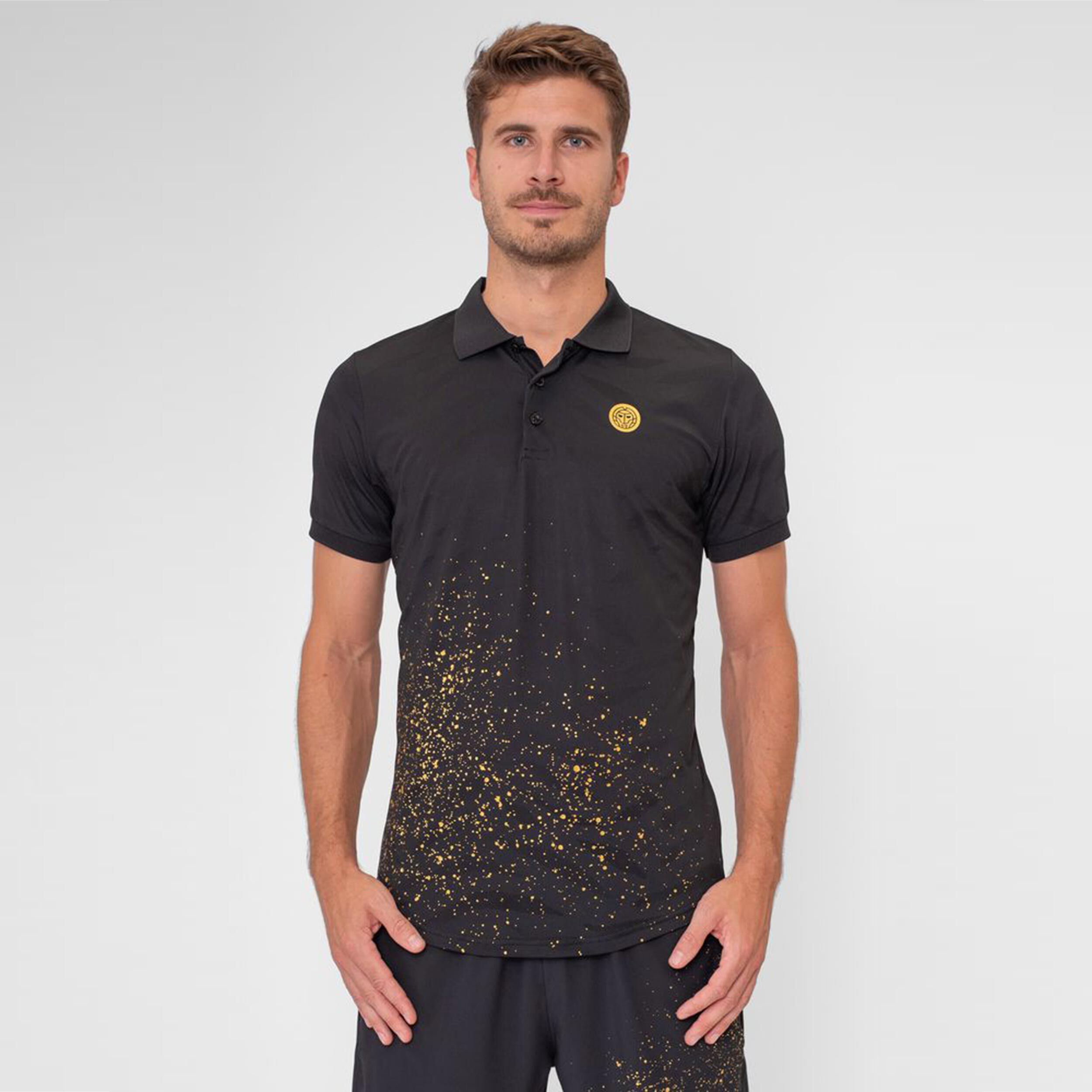 Black and gold polo top
