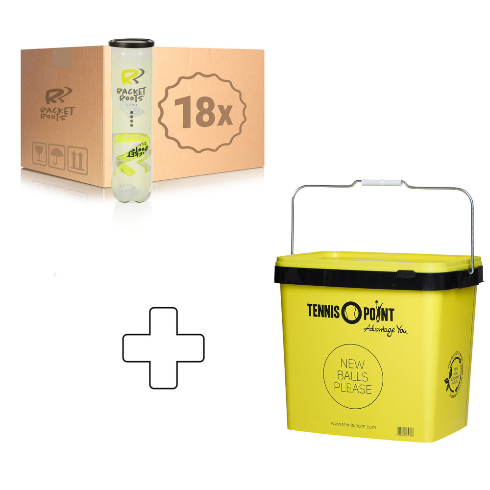 Racket Roots Club Tennisball 18x 4 Ball Tube Plus Bucket