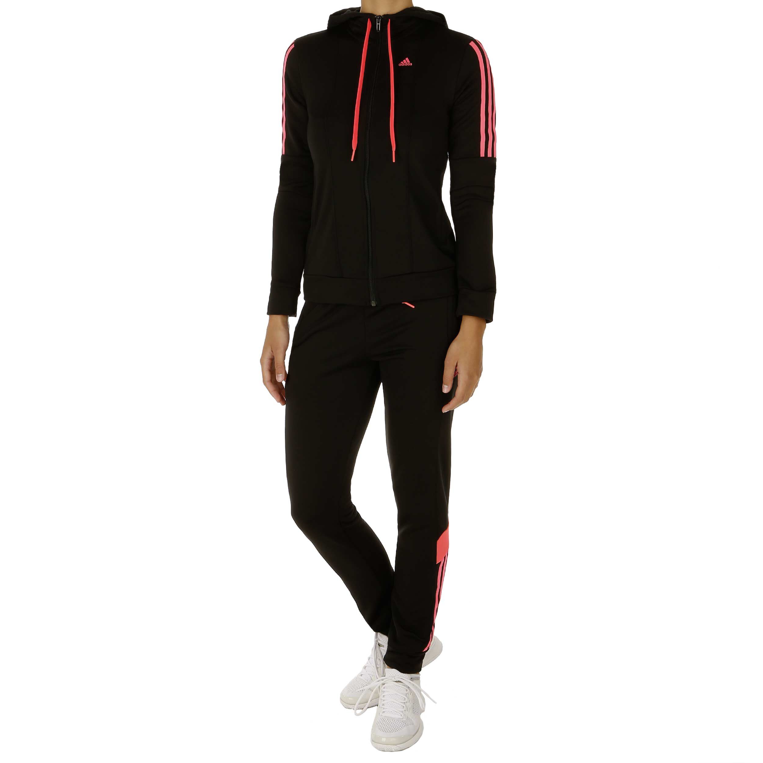 Red and black adidas tracksuit womens discount