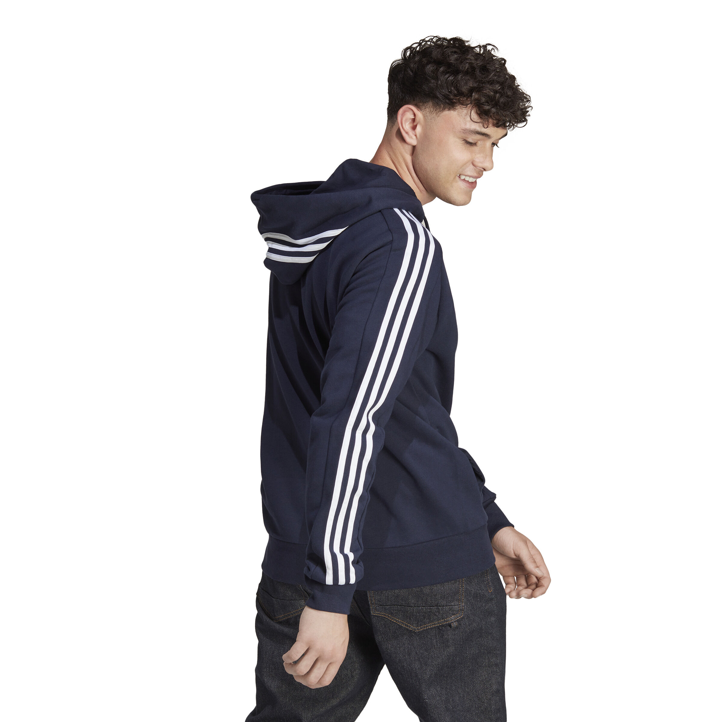 Buy adidas Essentials French Terry 3 Stripes Full Zip Hoodie Men Dark Blue White online Tennis Point UK