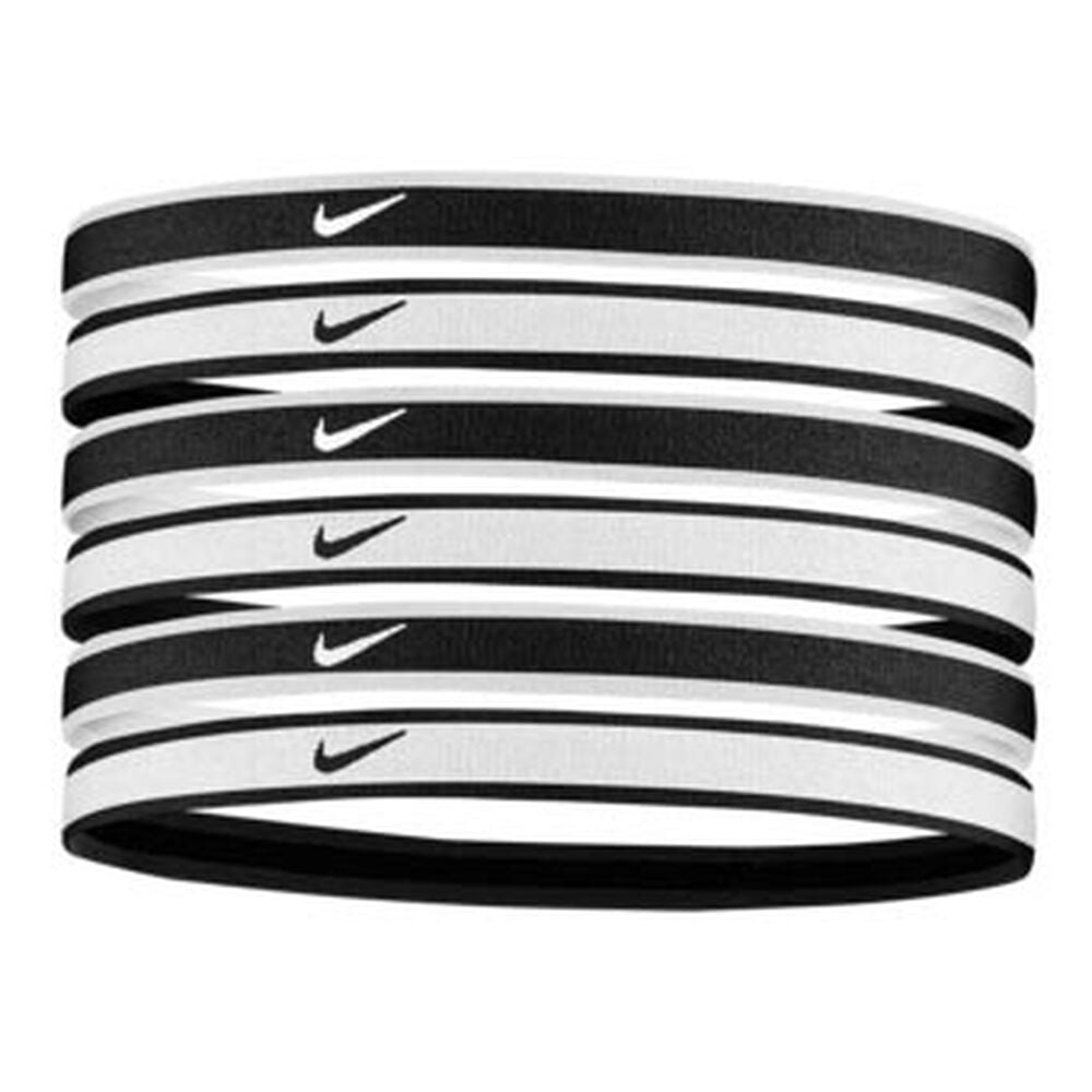 Nike Swoosh Sport Tipped Hair band 6 Pack -white,black white, size: