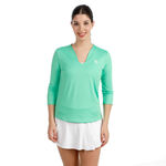 BIDI BADU Tennis apparel BIDI BADU Crew 2.0 V-Neck Long sleeve Women-green