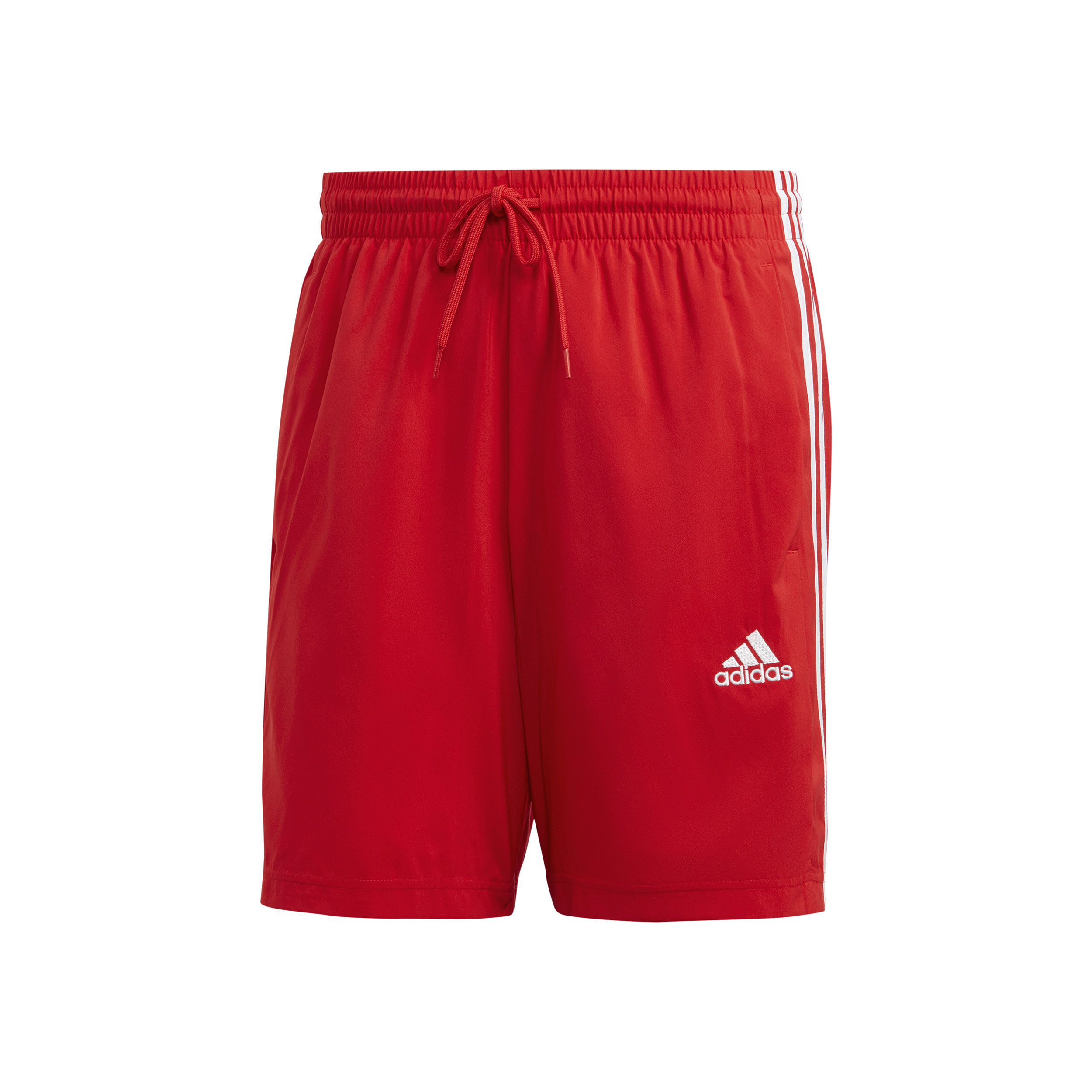 Red adidas store 3 stripe shorts