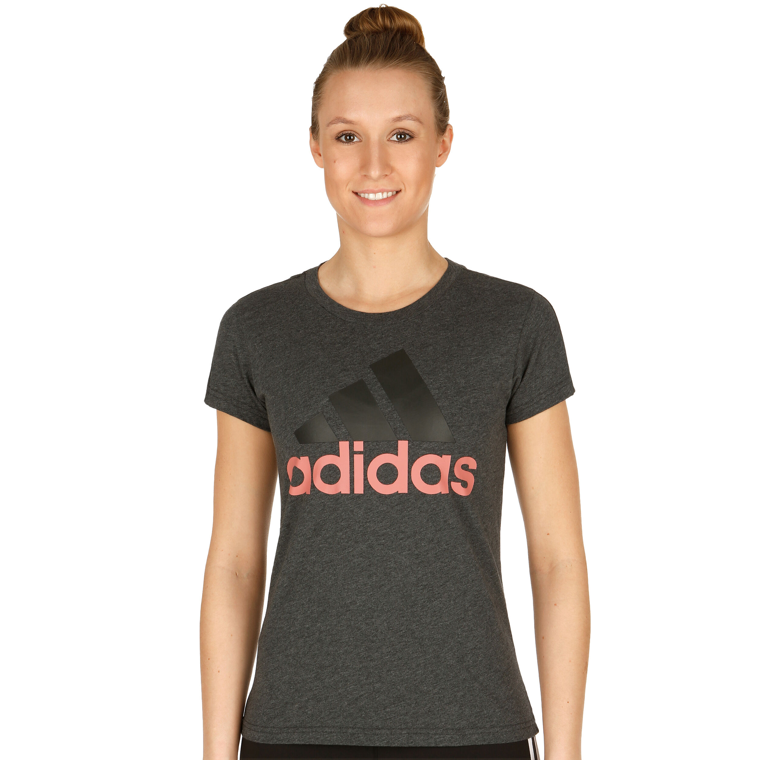 Buy adidas Essentials Linear Slim T Shirt Women Dark Grey Pink online Tennis Point UK