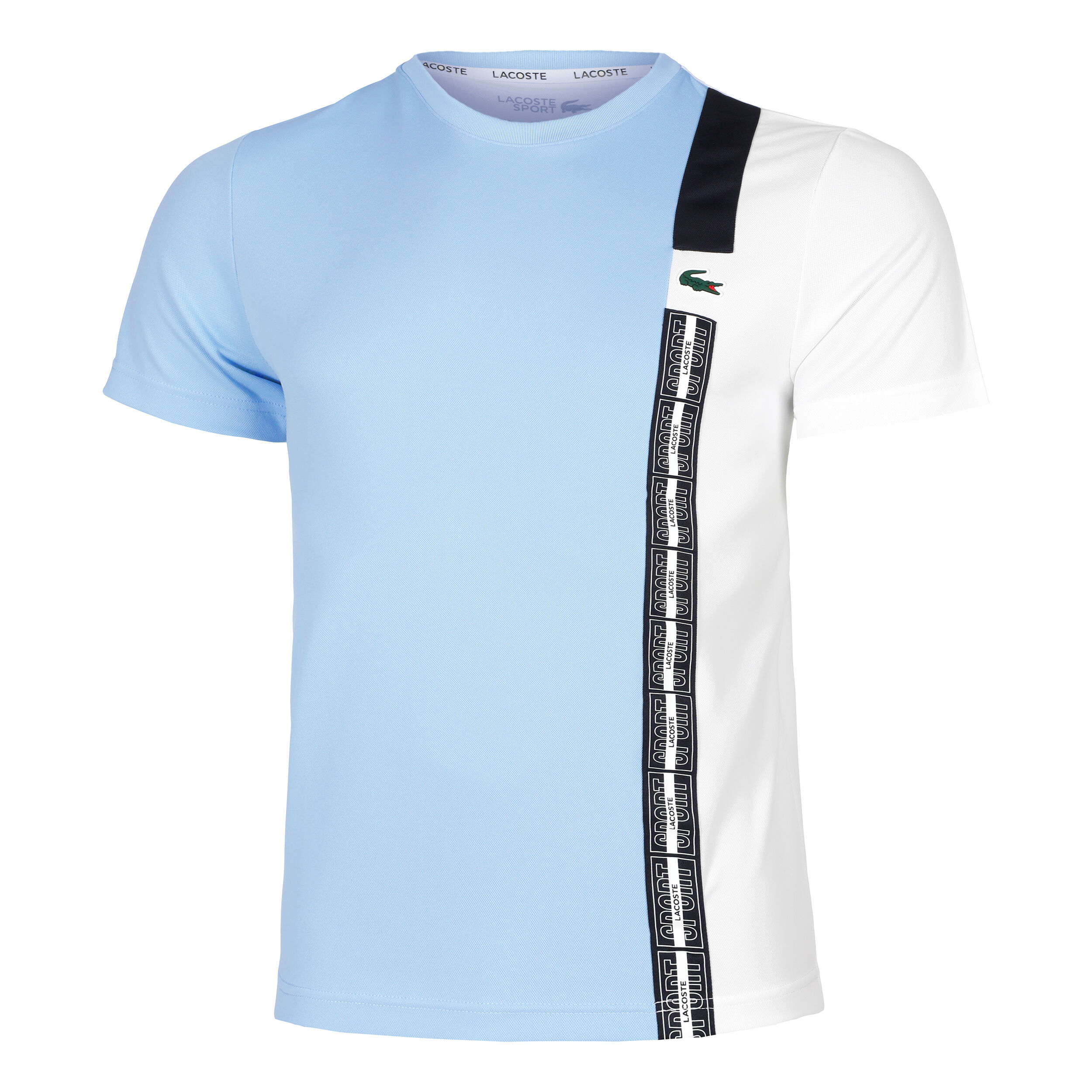 Lacoste blue and hotsell white t shirt