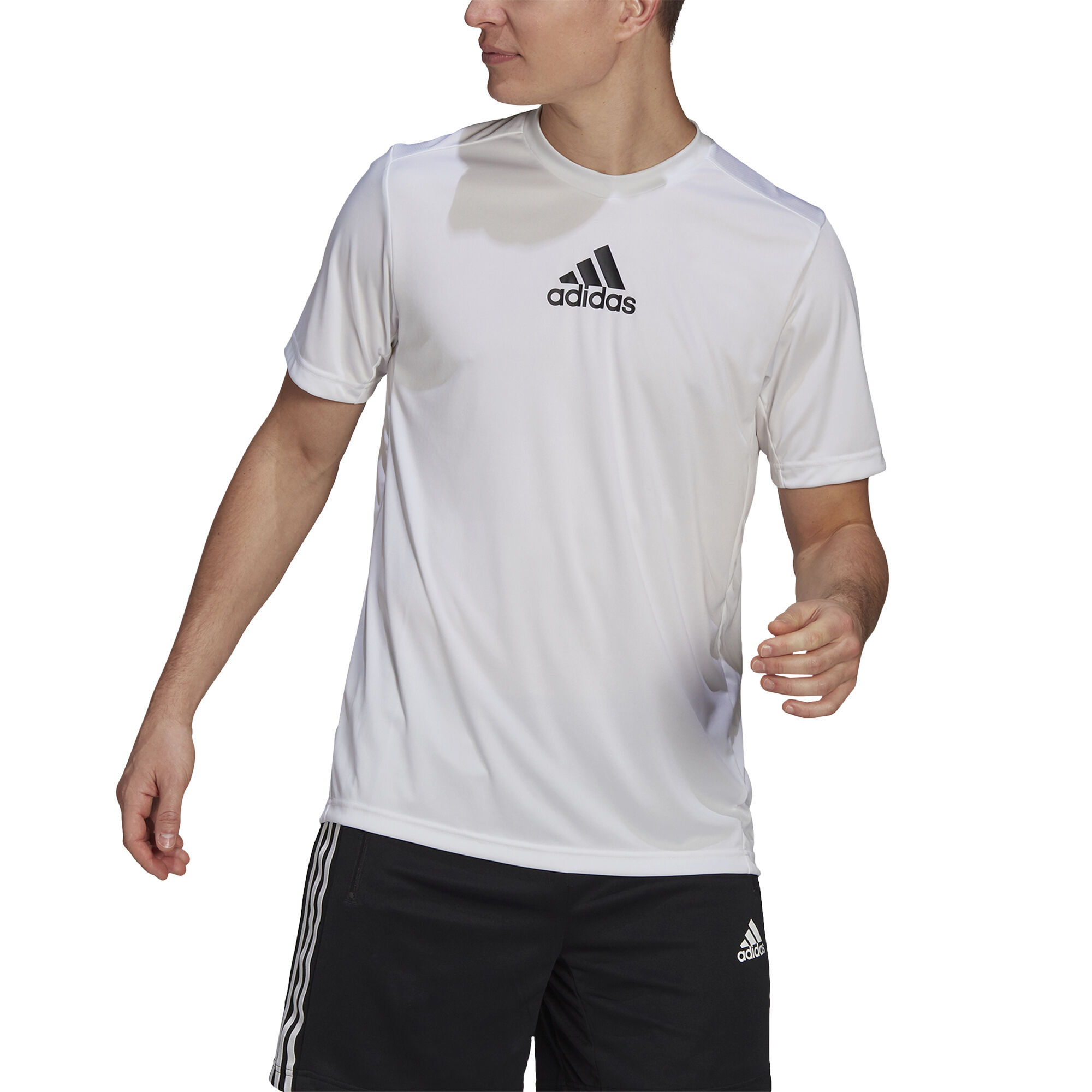 Adidas 3 stripe white t shirt outlet