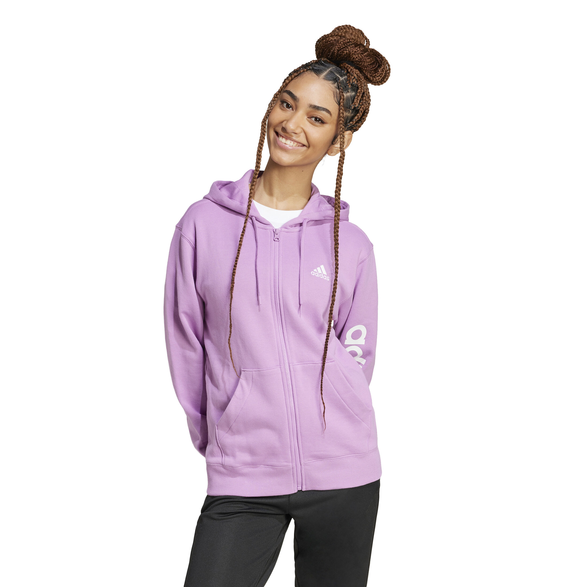 Buy adidas Linear French Terry Zip Hoodie Women Pink online Tennis Point UK