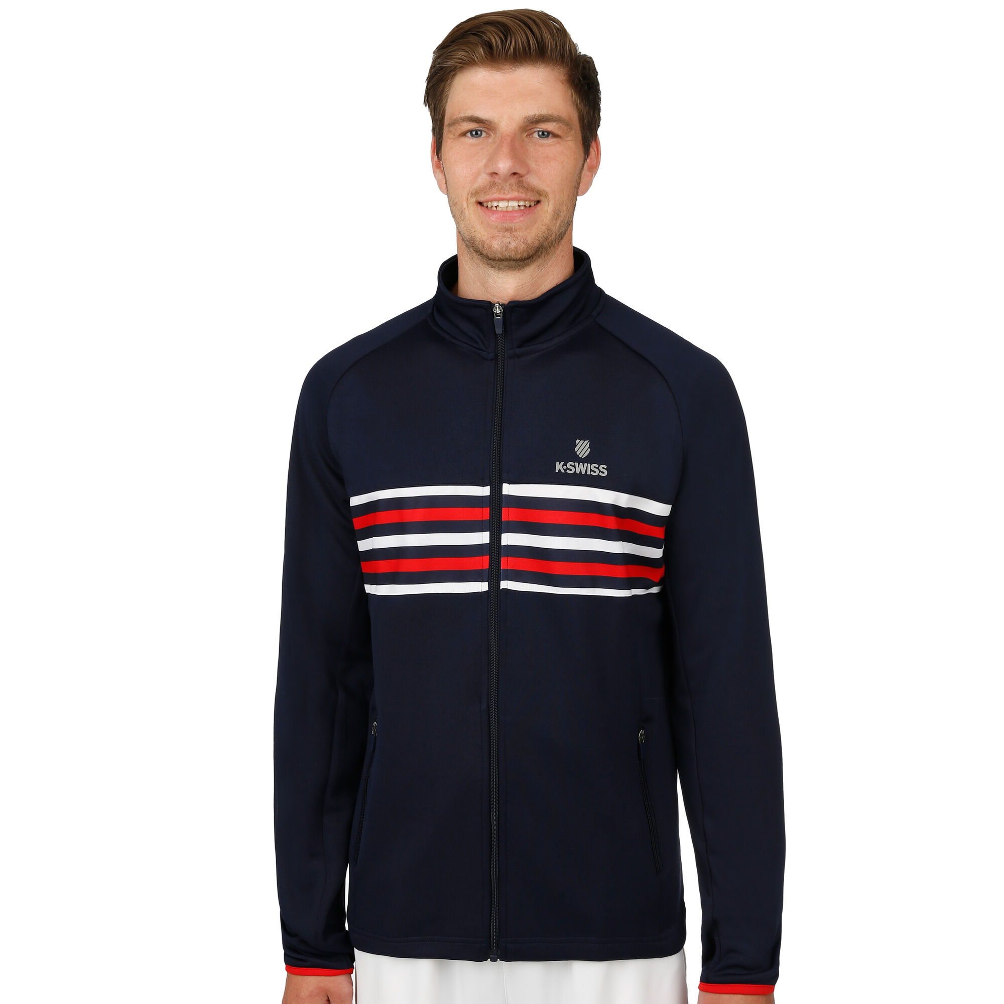 Buy K-Swiss Heritage Training Jacket Men Dark Blue, Red online | Tennis ...