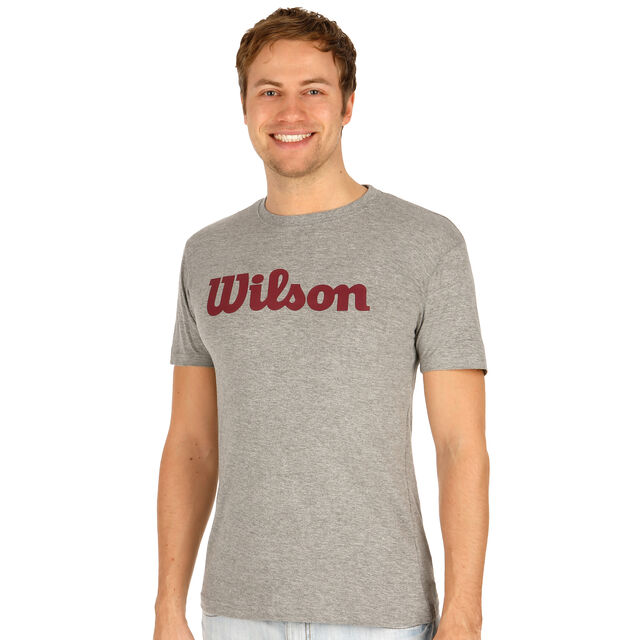 buy Wilson Script Cotton TShirt Men Lightgrey, Dark Red online
