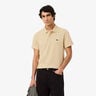 Ribbed Collar Polo Men - beige, white
