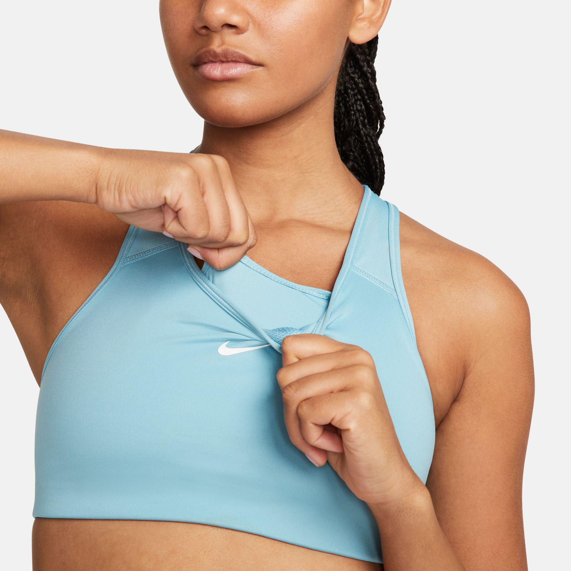 Swoosh Sports Bras Women Light Blue