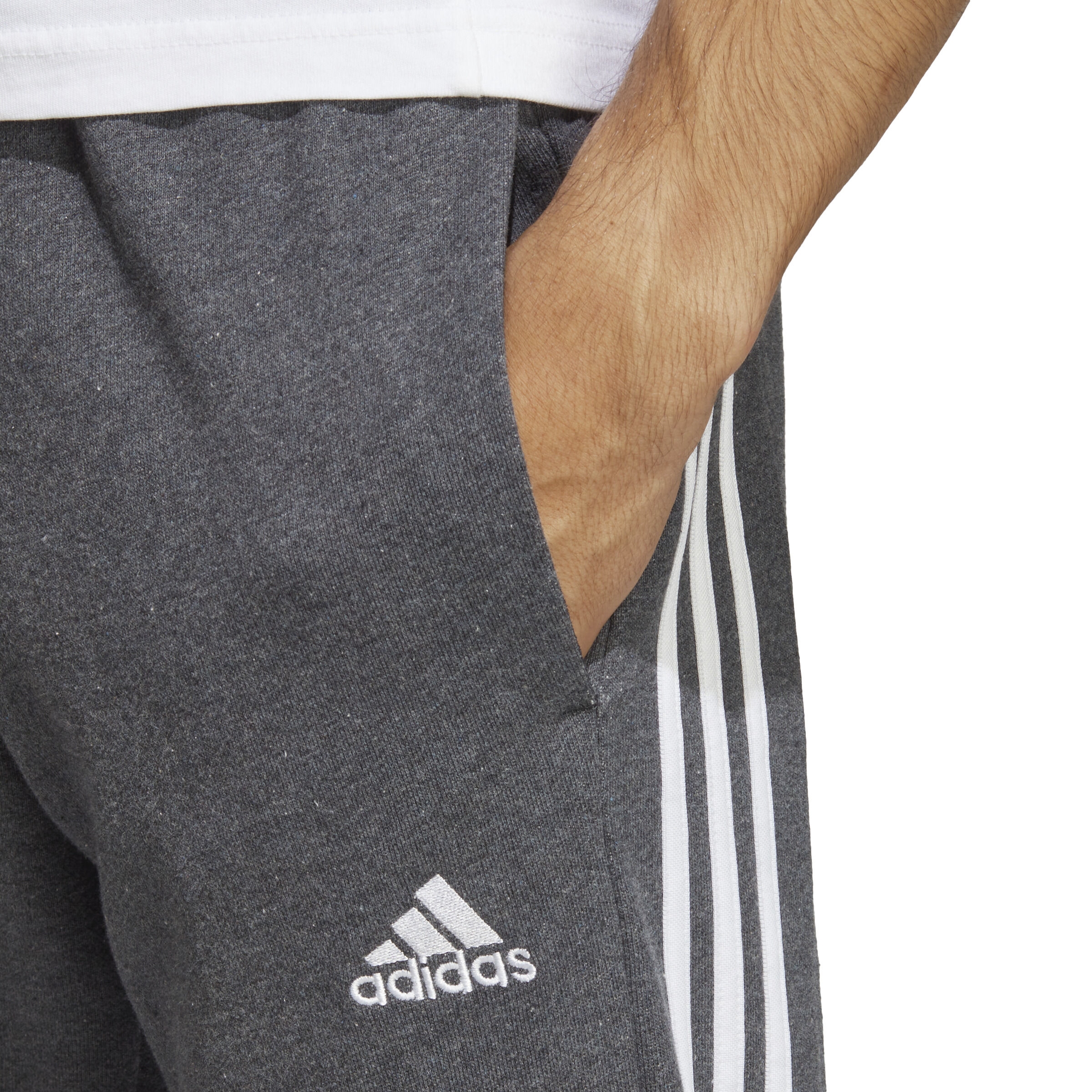 Adidas essential 3 stripe hot sale joggers