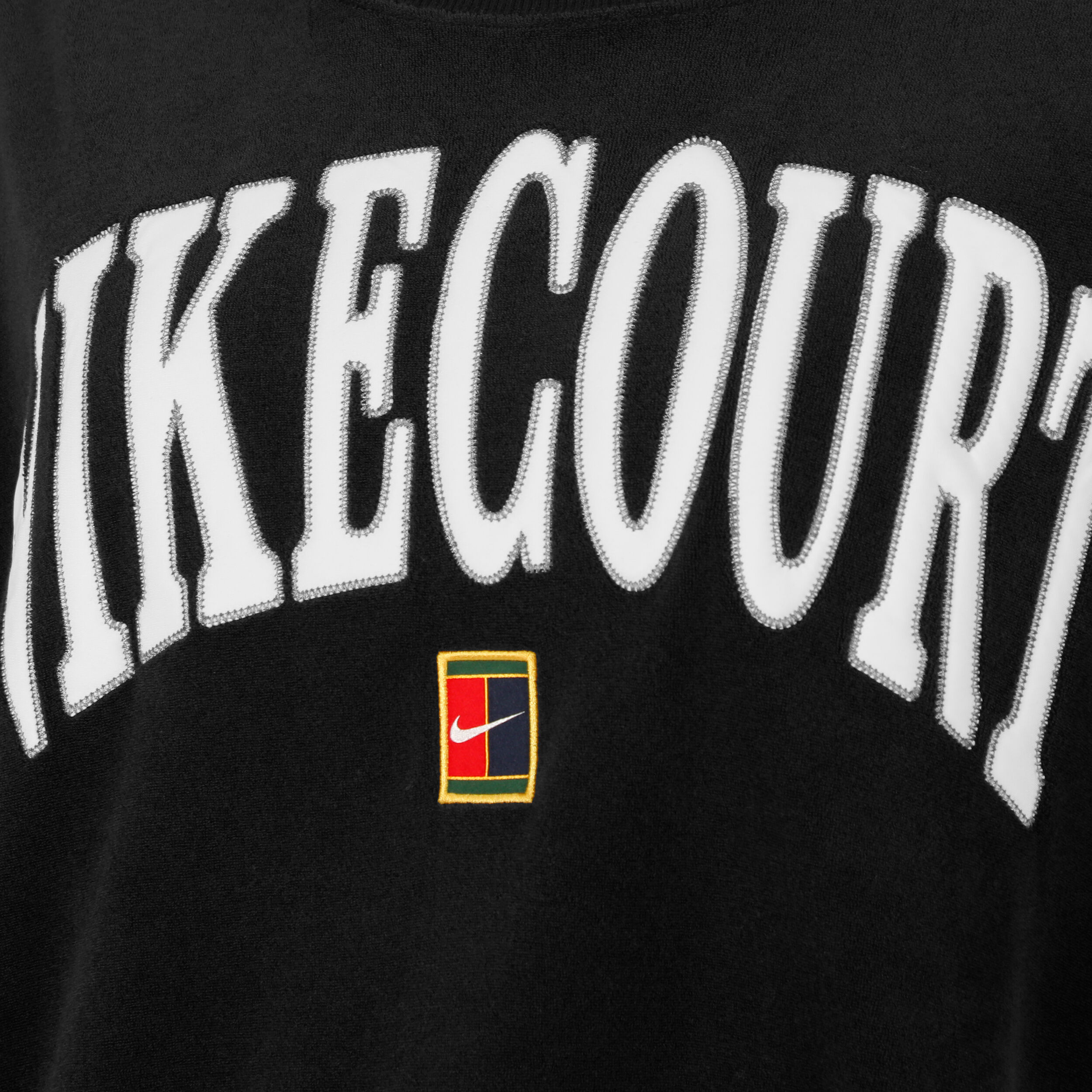 nike court fleece sports inspired crew sweat in black