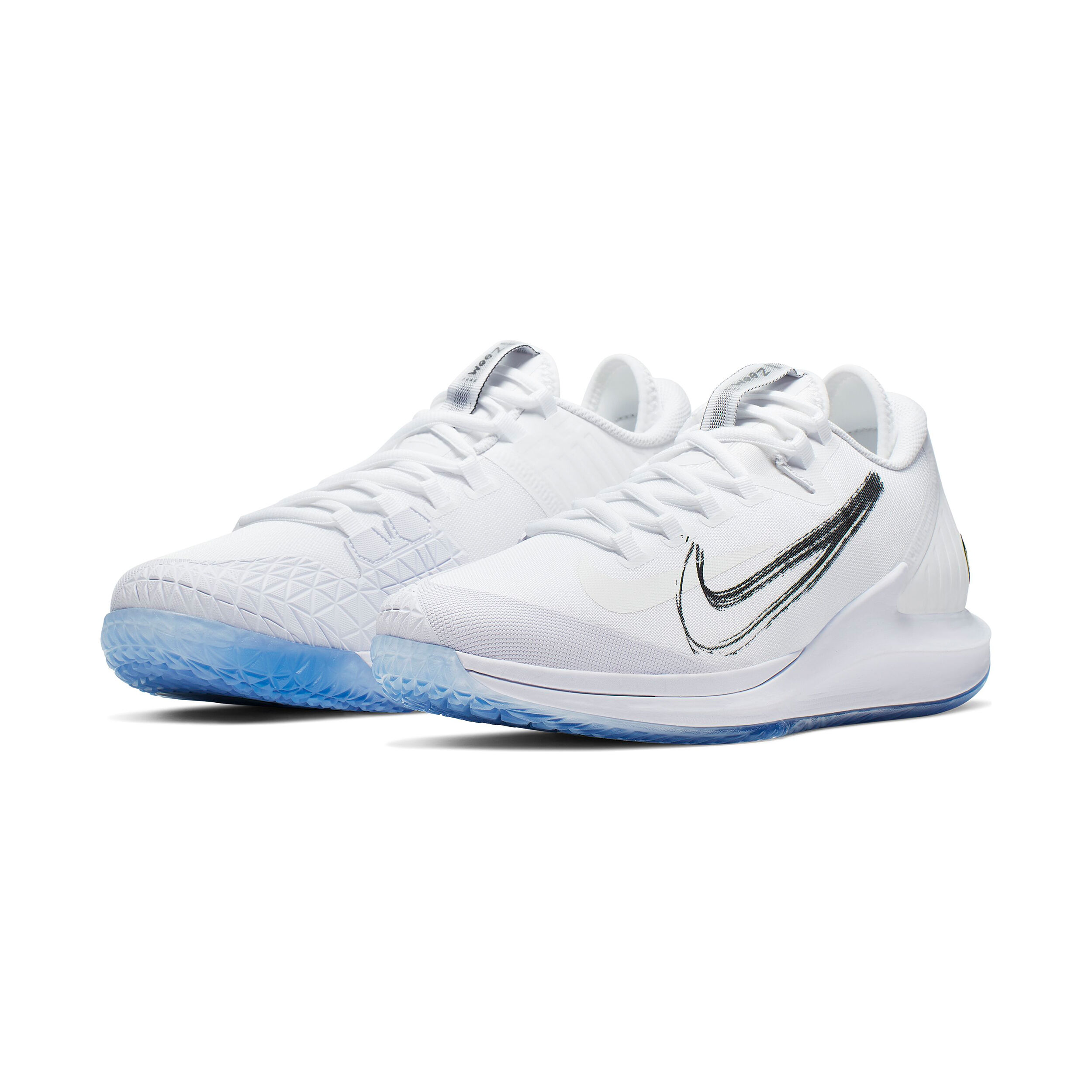 Nike men's court air zoom zero tennis shoes white and metallic silver top