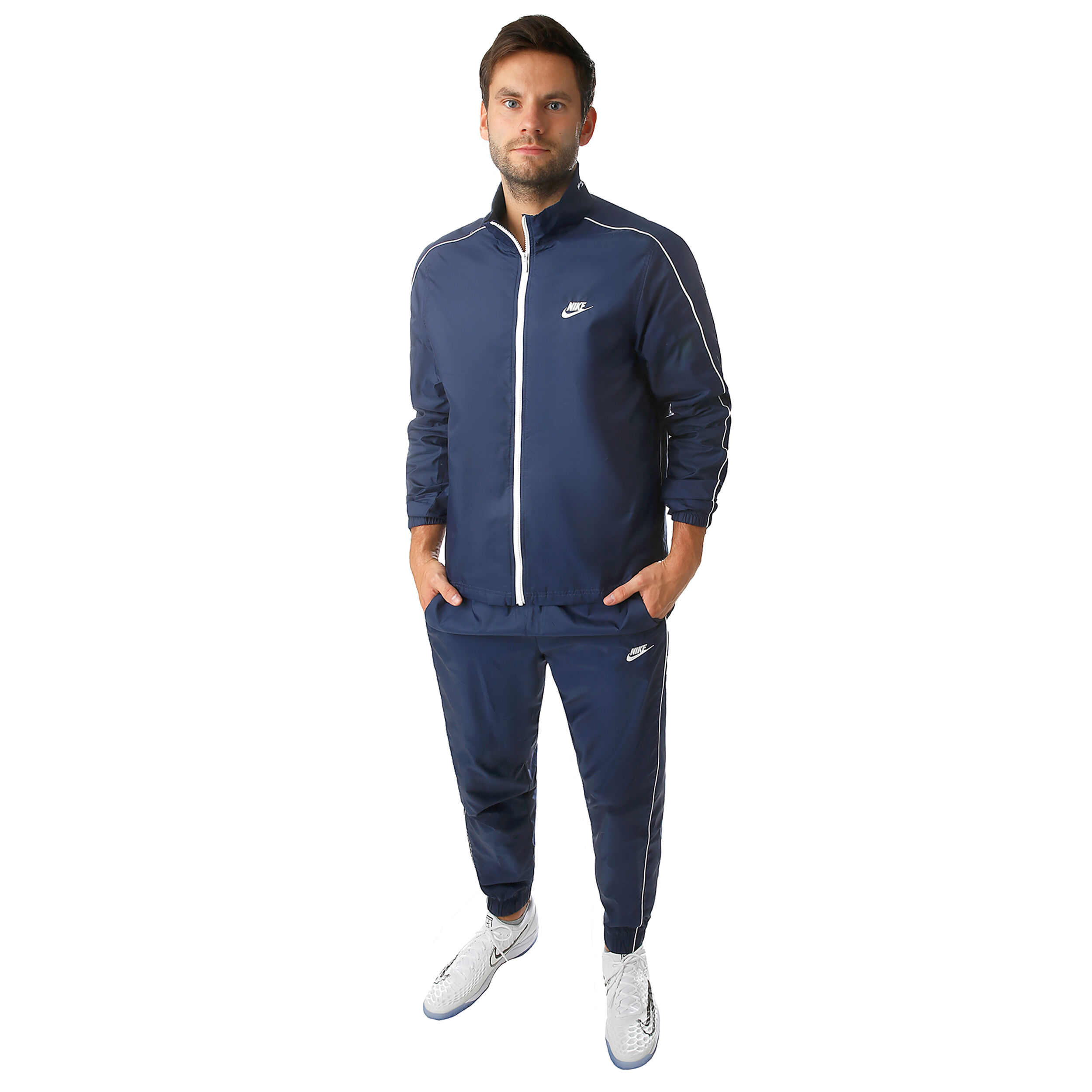 Nike woven tracksuit blue deals
