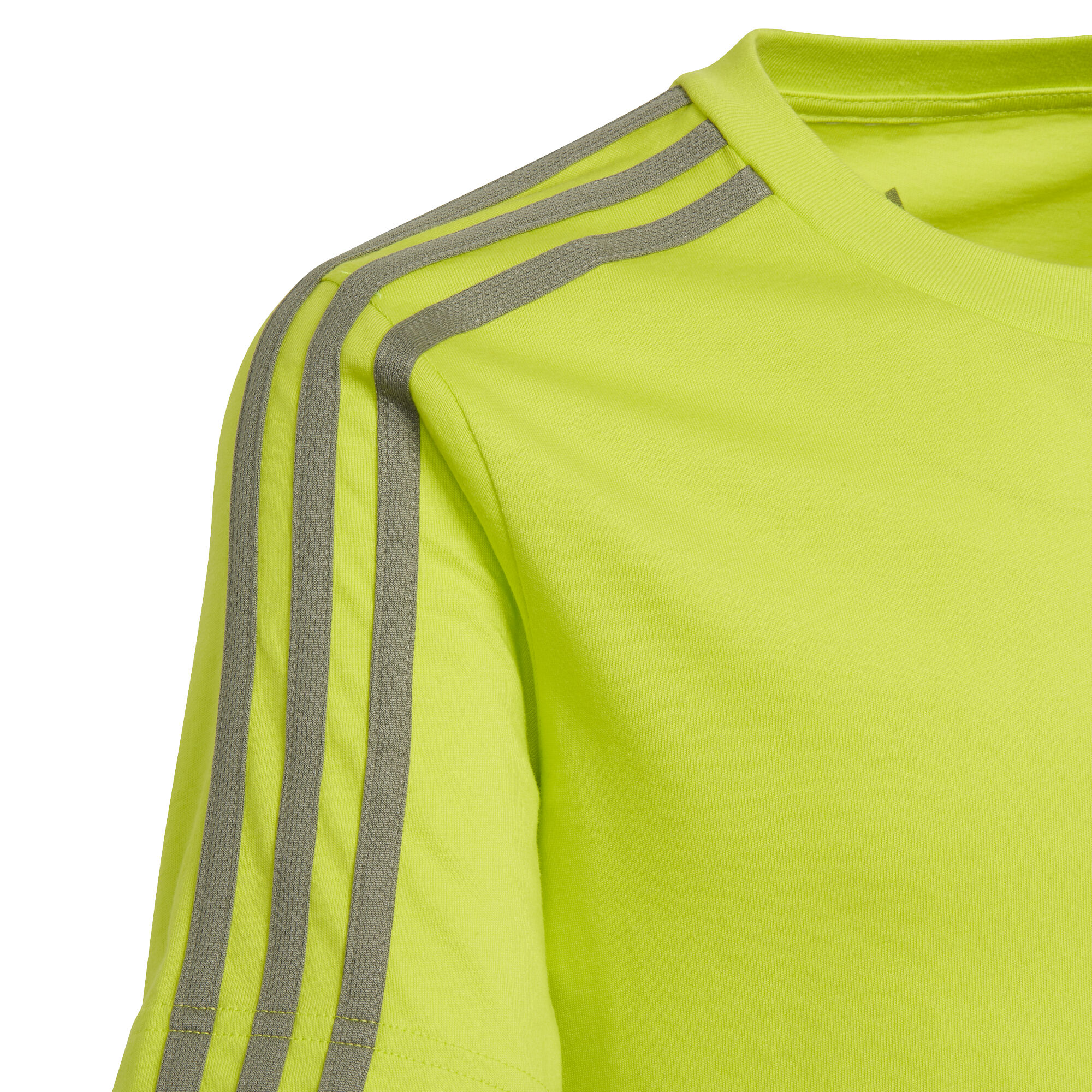 Essentials 3 Stripes T Shirt Boys Neon Green Grey
