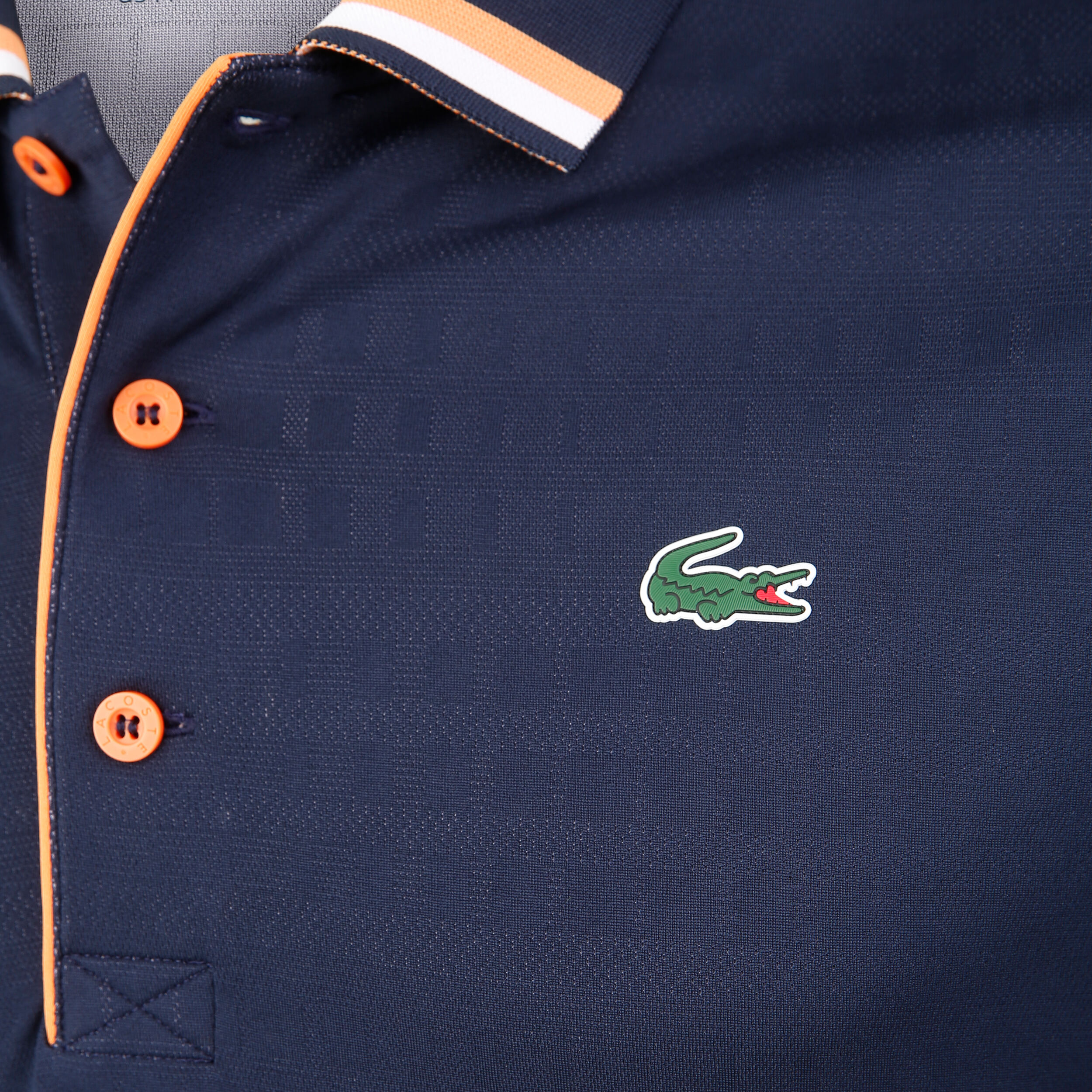 Polo lacoste bleu orange clearance