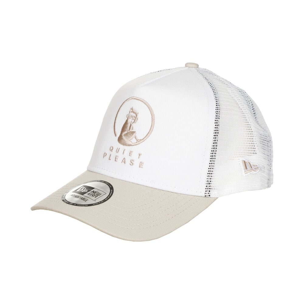 Quiet Please New Era Trucker Cap-White,Beige white