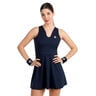 Crew V-Neck Dress Women-dark blue