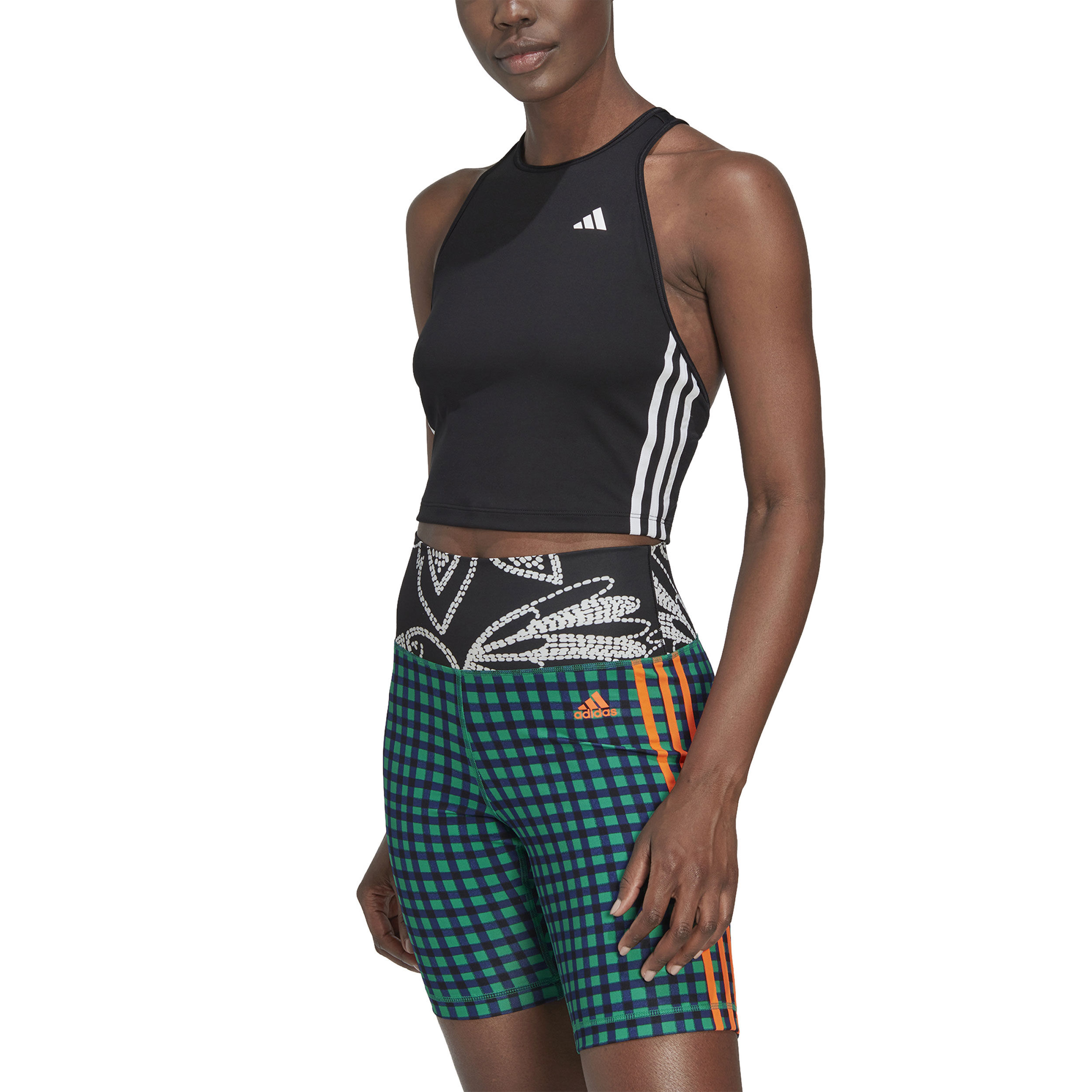 Adidas 3 stripe crop top deals