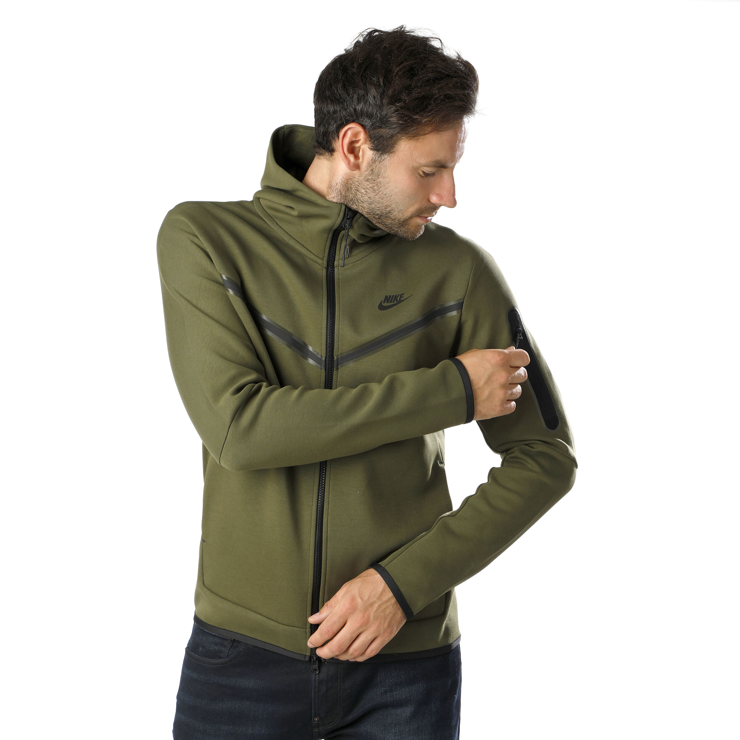 Sportswear Tech Fleece Zip Hoodie Men Olive Black