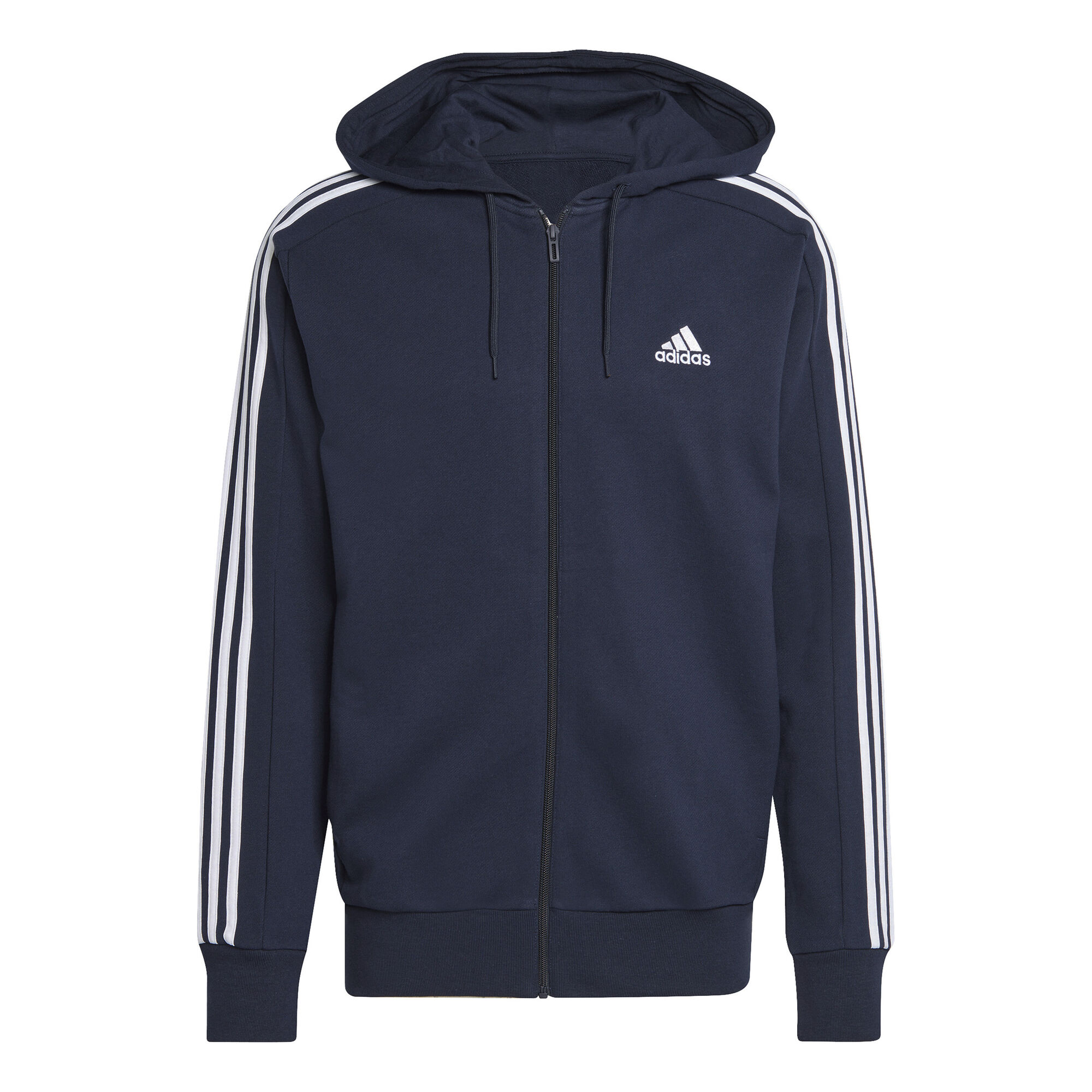adidas Essentials French Terry 3-Stripes Full-Zip Hoodie Men Dark