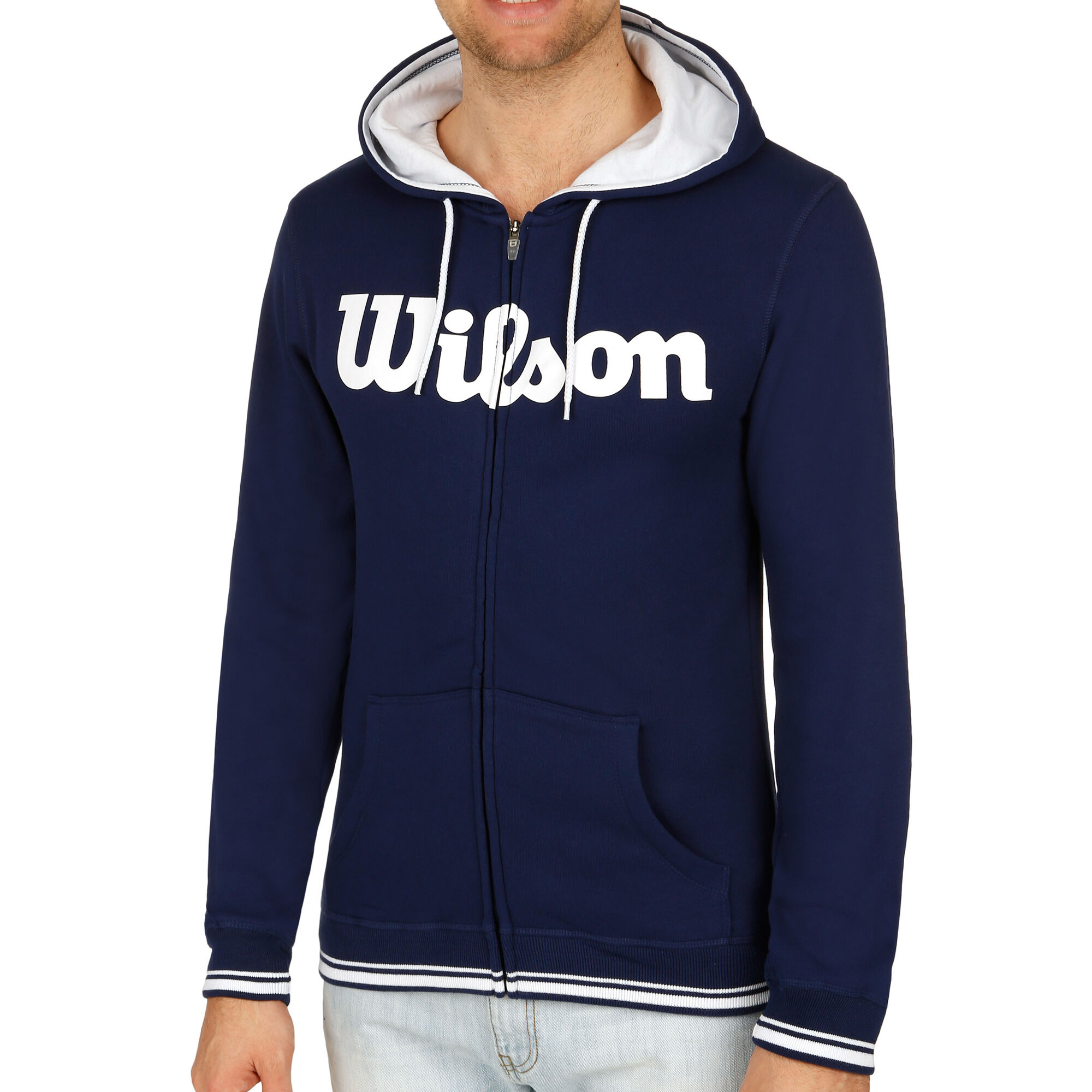 buy Wilson Team Script Fullzip Zip Hoodie Men Dark Blue, White online